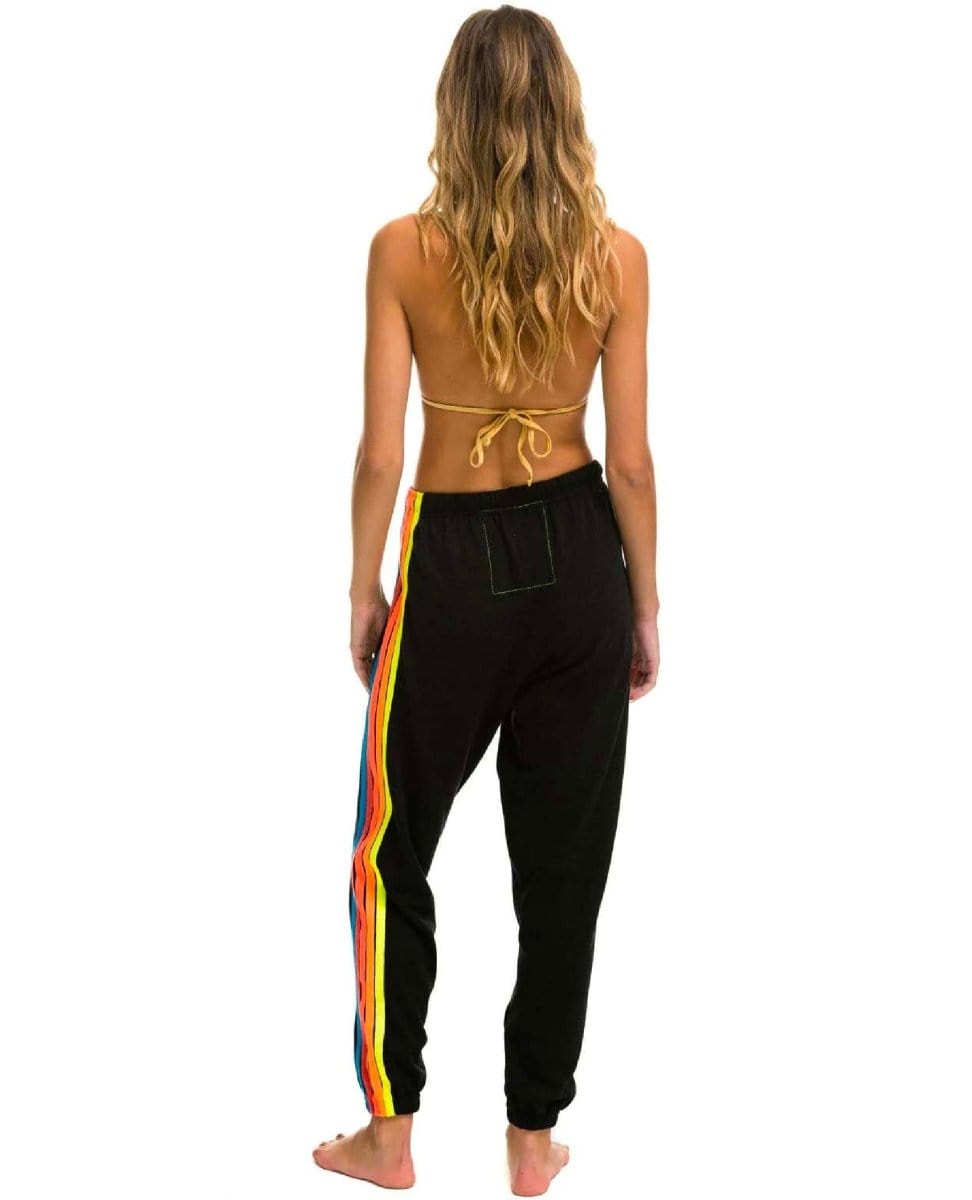 5 Stripe Black Neon Rainbow Women's Sweatpant - PINK ARROWS
