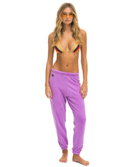 5 Stripe Neon Purple Women's Sweatpant - PINK ARROWS