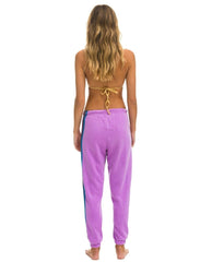 5 Stripe Neon Purple Women's Sweatpant - PINK ARROWS