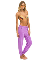 5 Stripe Neon Purple Women's Sweatpant - PINK ARROWS