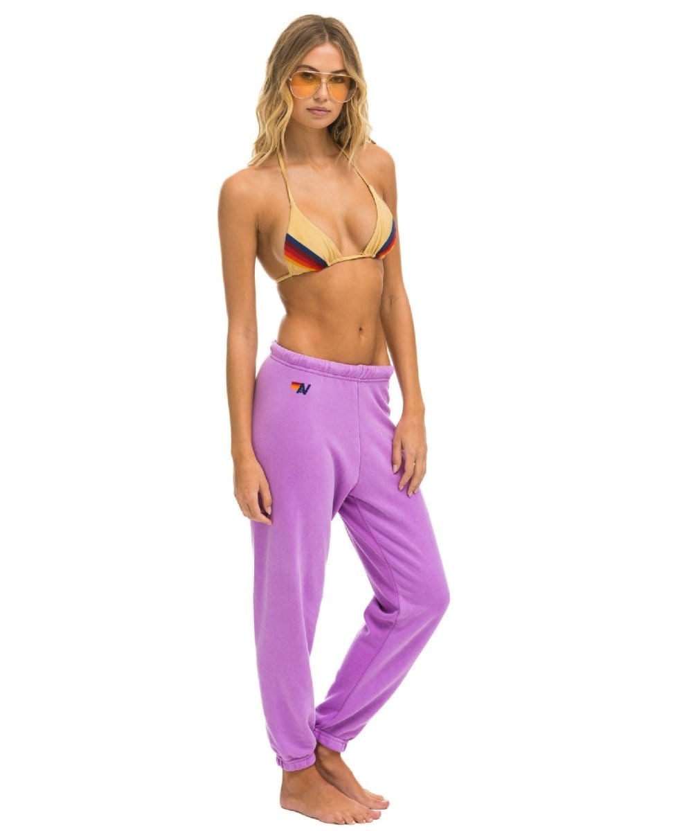 5 Stripe Neon Purple Women's Sweatpant - PINK ARROWS