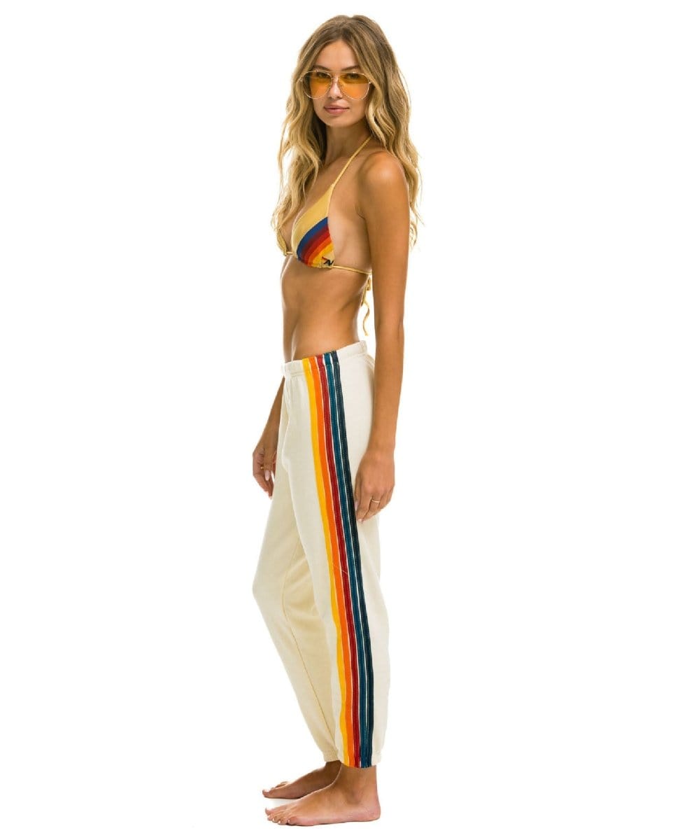5 Stripe Vintage White Women's Sweatpant - PINK ARROWS