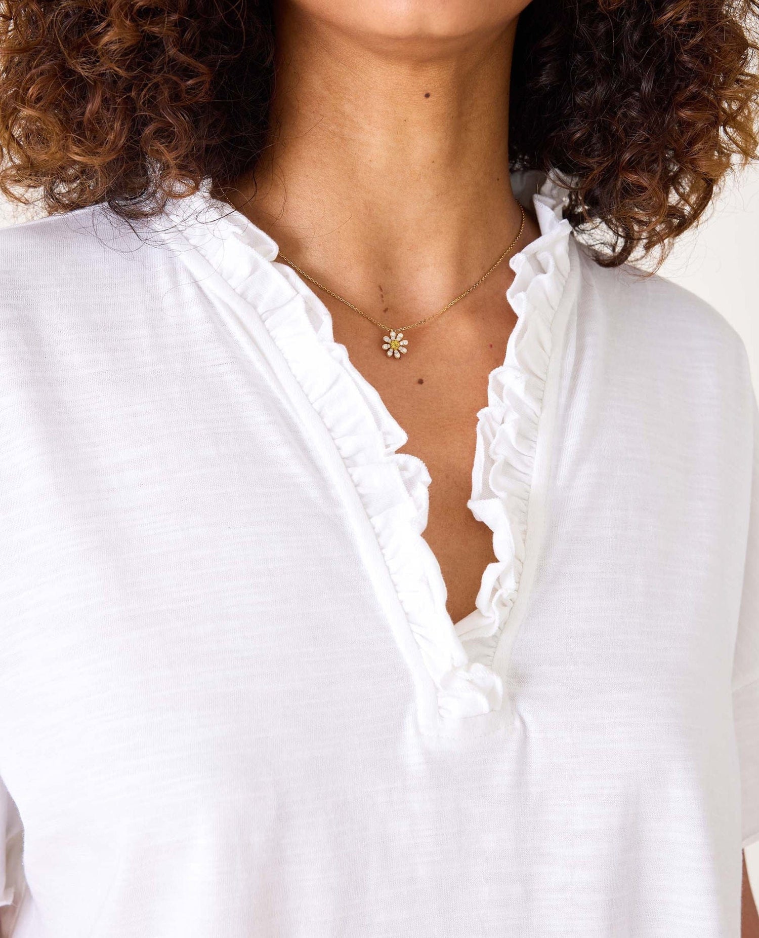 Amelia Ruffle Top White