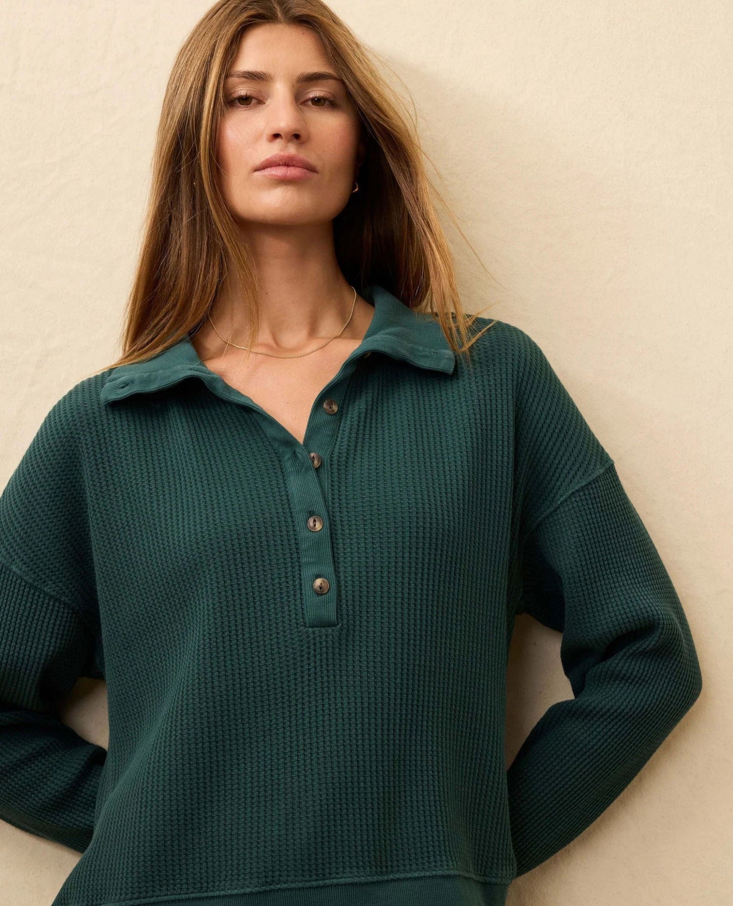 Faherty Waffle Henley Seamoss