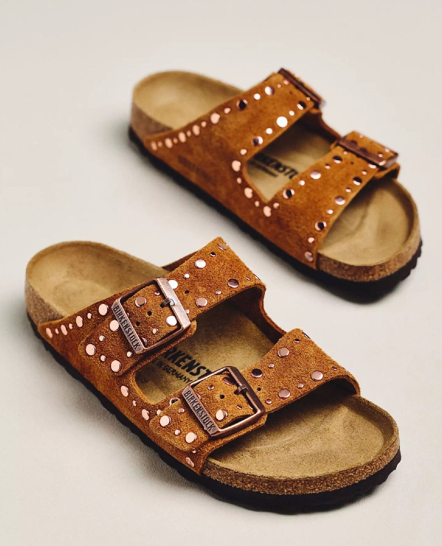 Arizona Rivet Suede Sandal Mink
