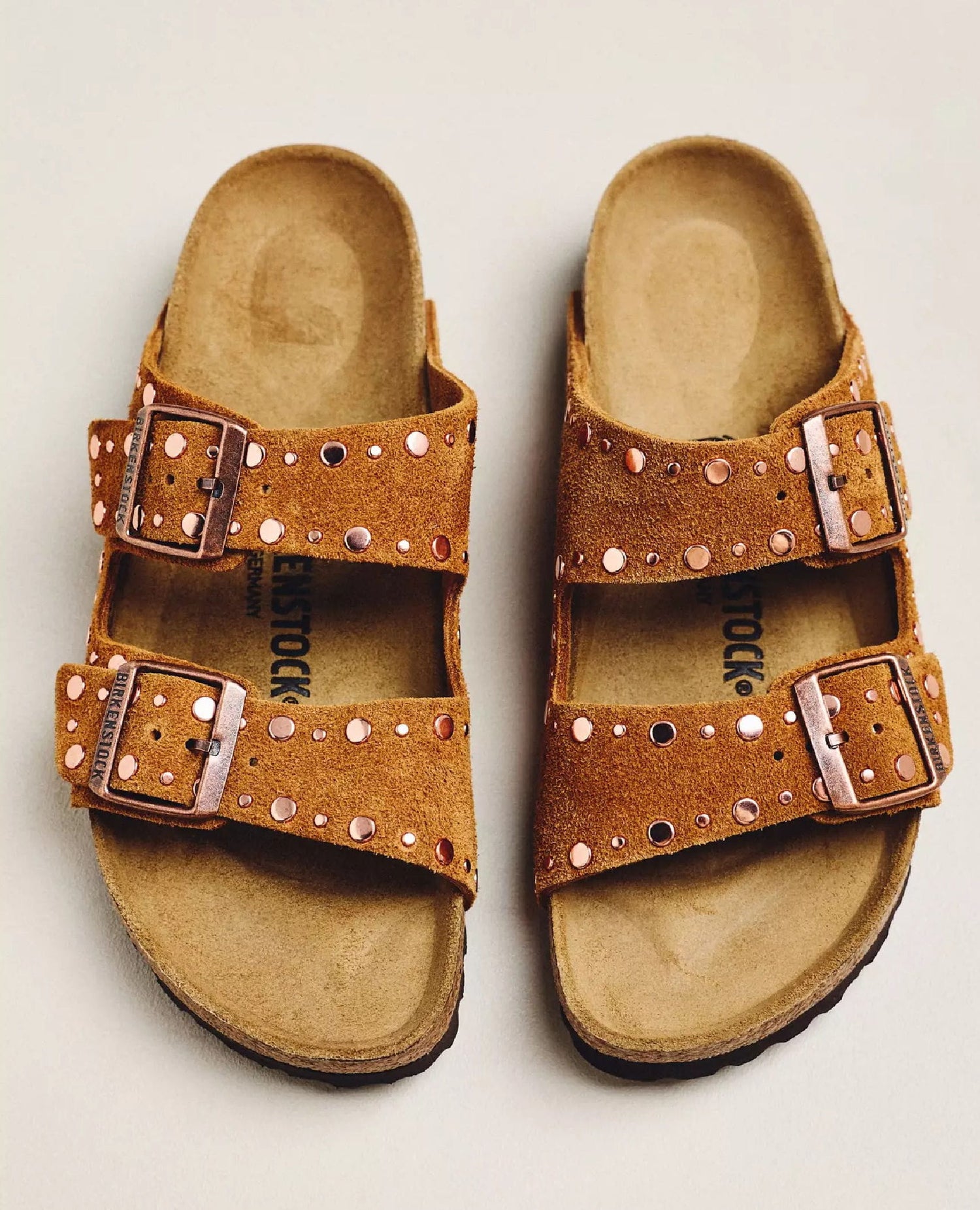 Arizona Rivet Suede Sandal Mink