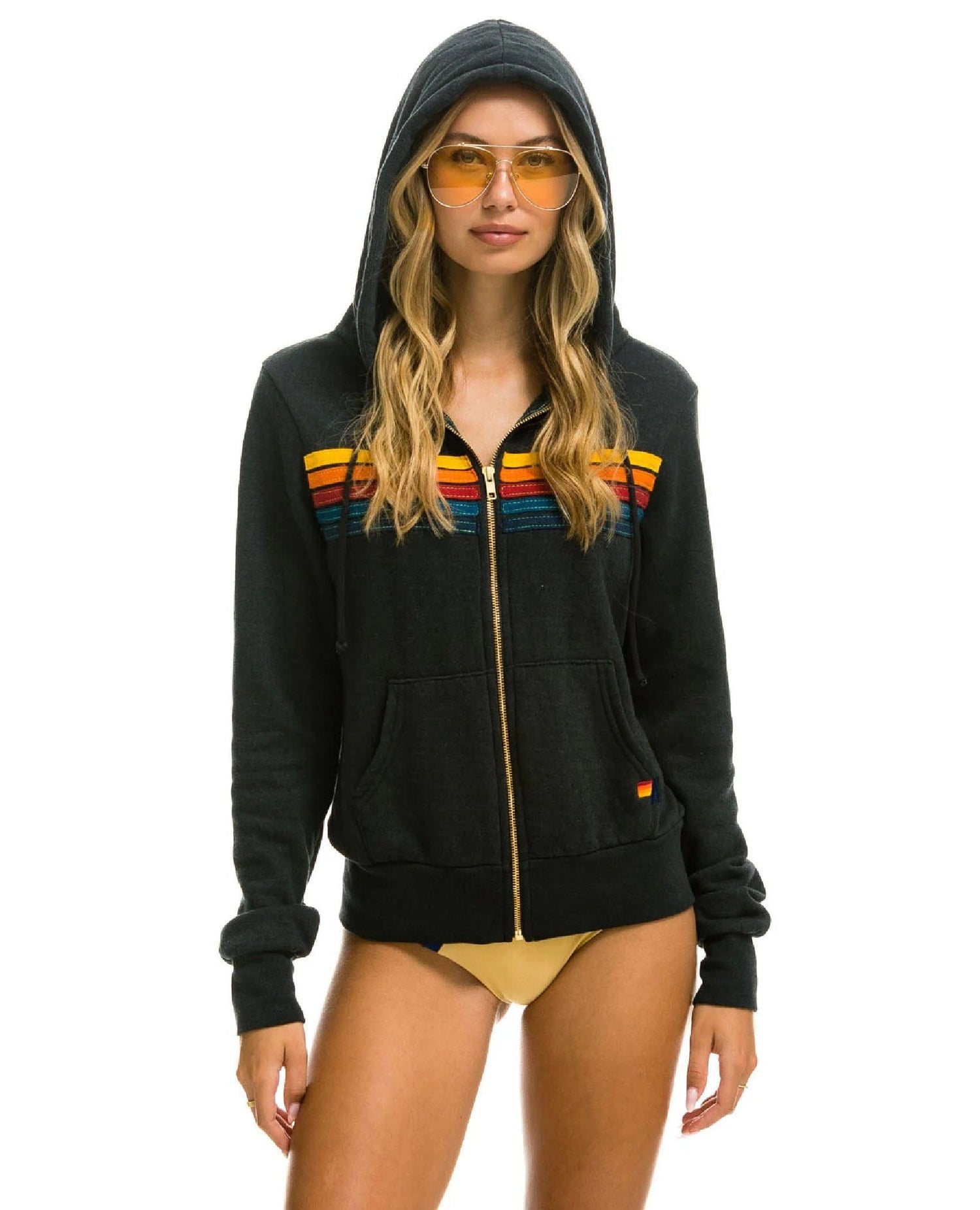 AN 5 Stripe Rainbow Hoodie Charcoal