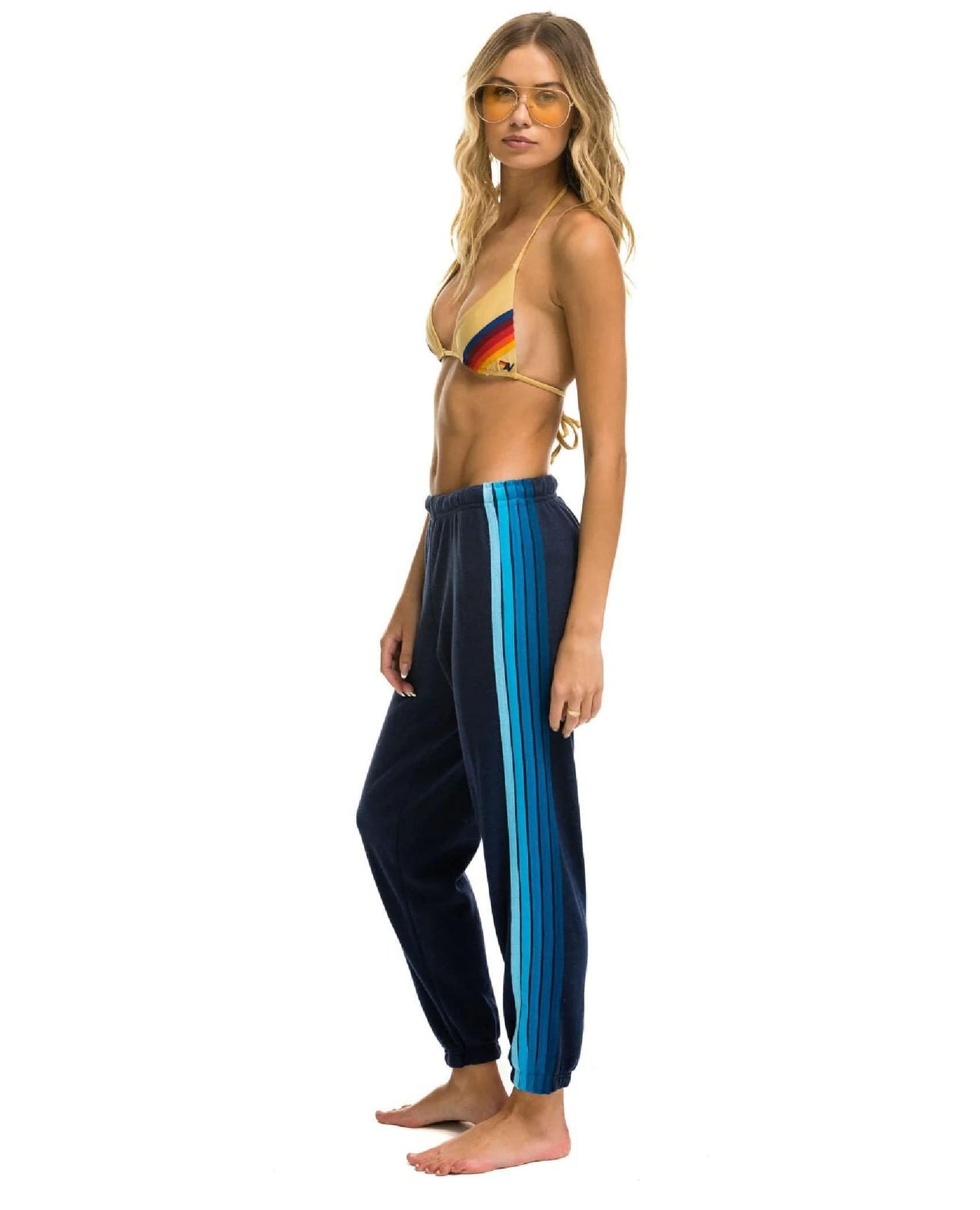 AN 5 Stripe Navy Sweatpants