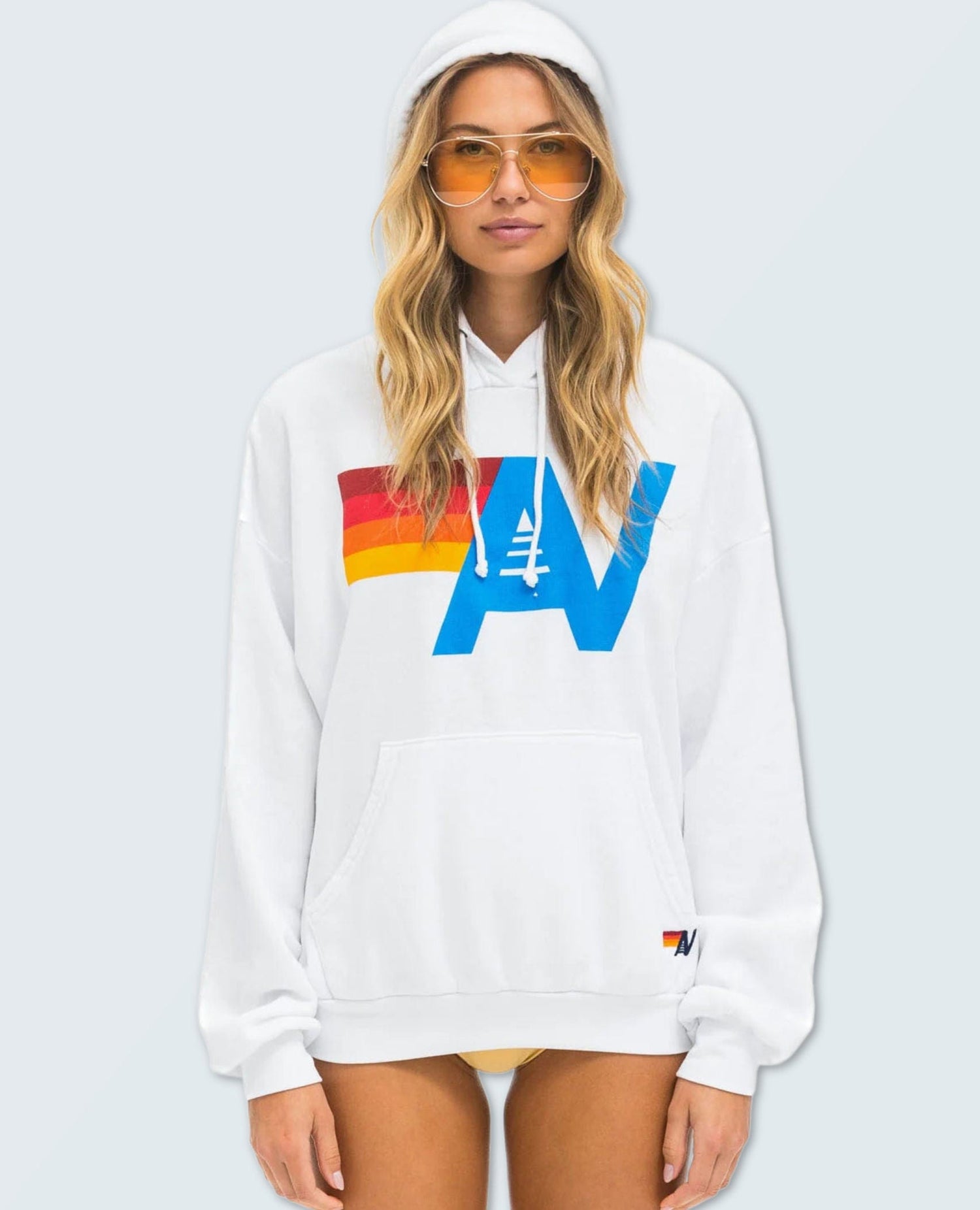 AN Logo Pullover Hoodie Relaxed White