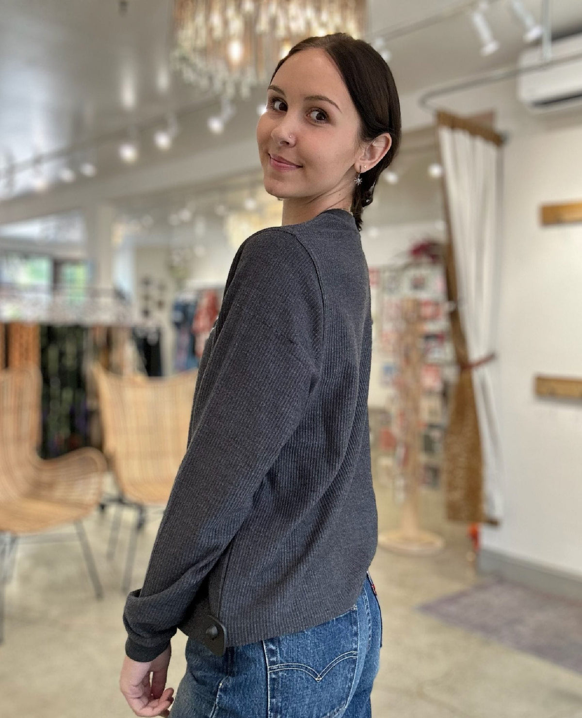 Benicia Cozy Long Sleeve Charcoal