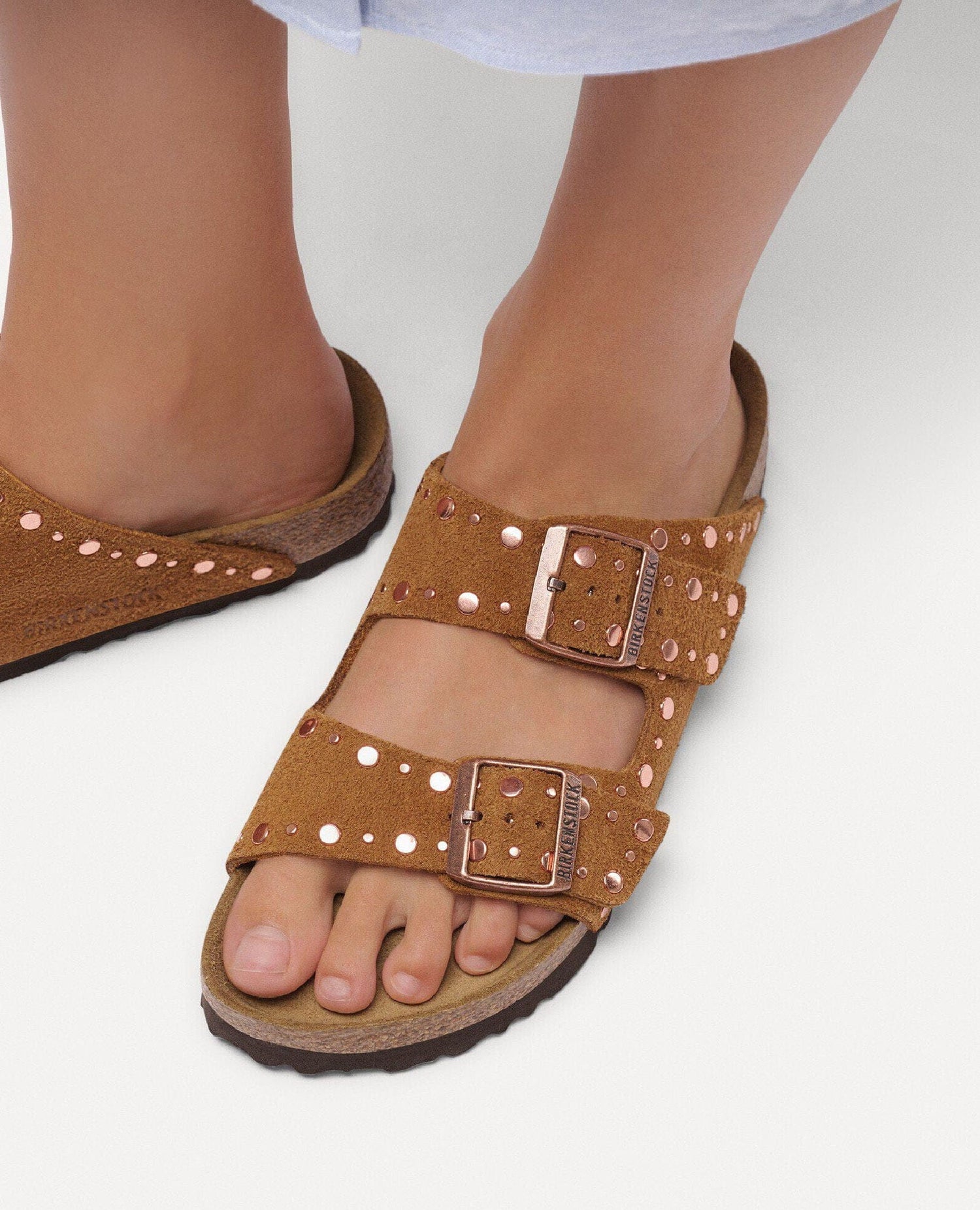 Arizona Rivet Mink Suede Sandal