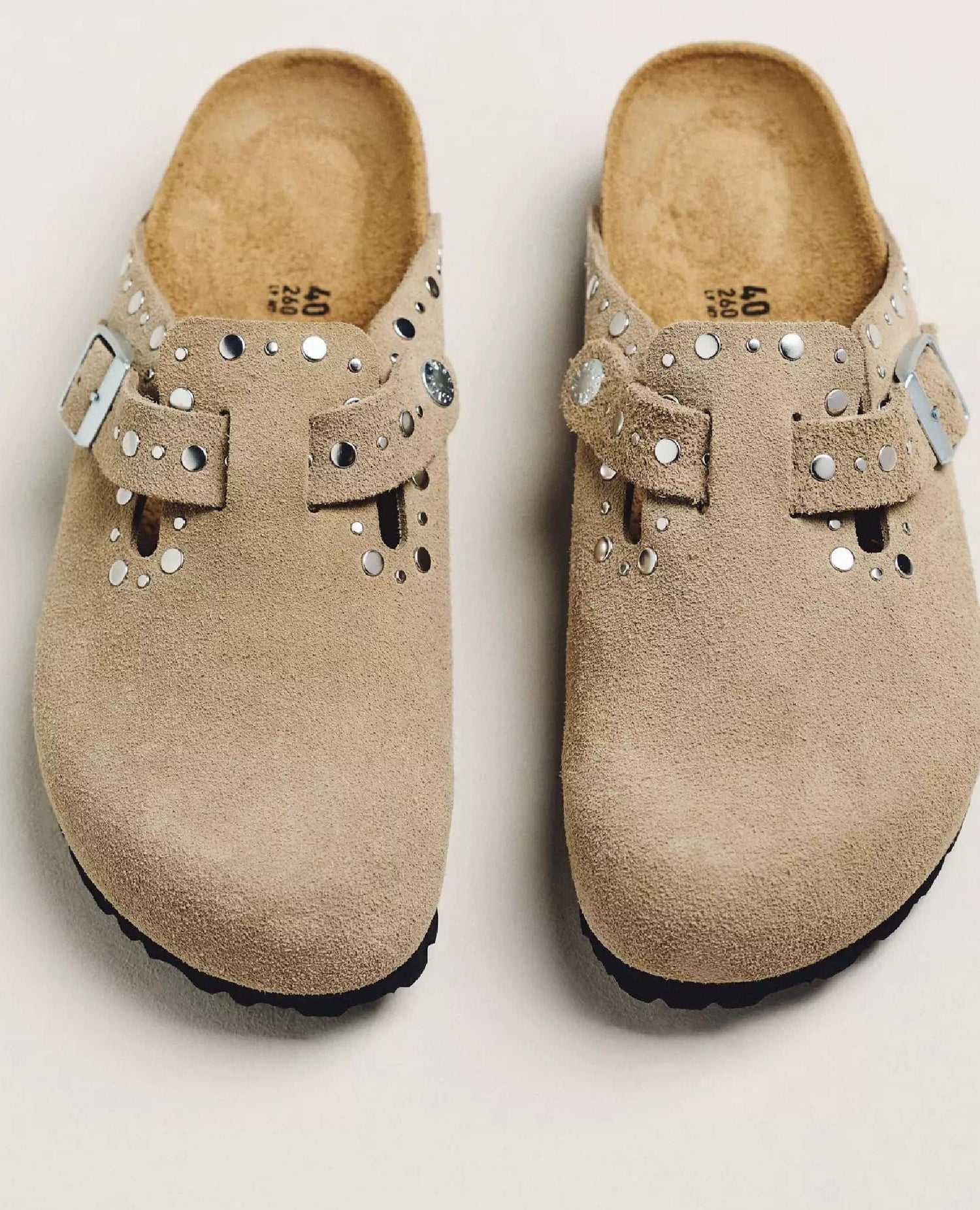 Birkenstock Boston Rivet Taupe Suede