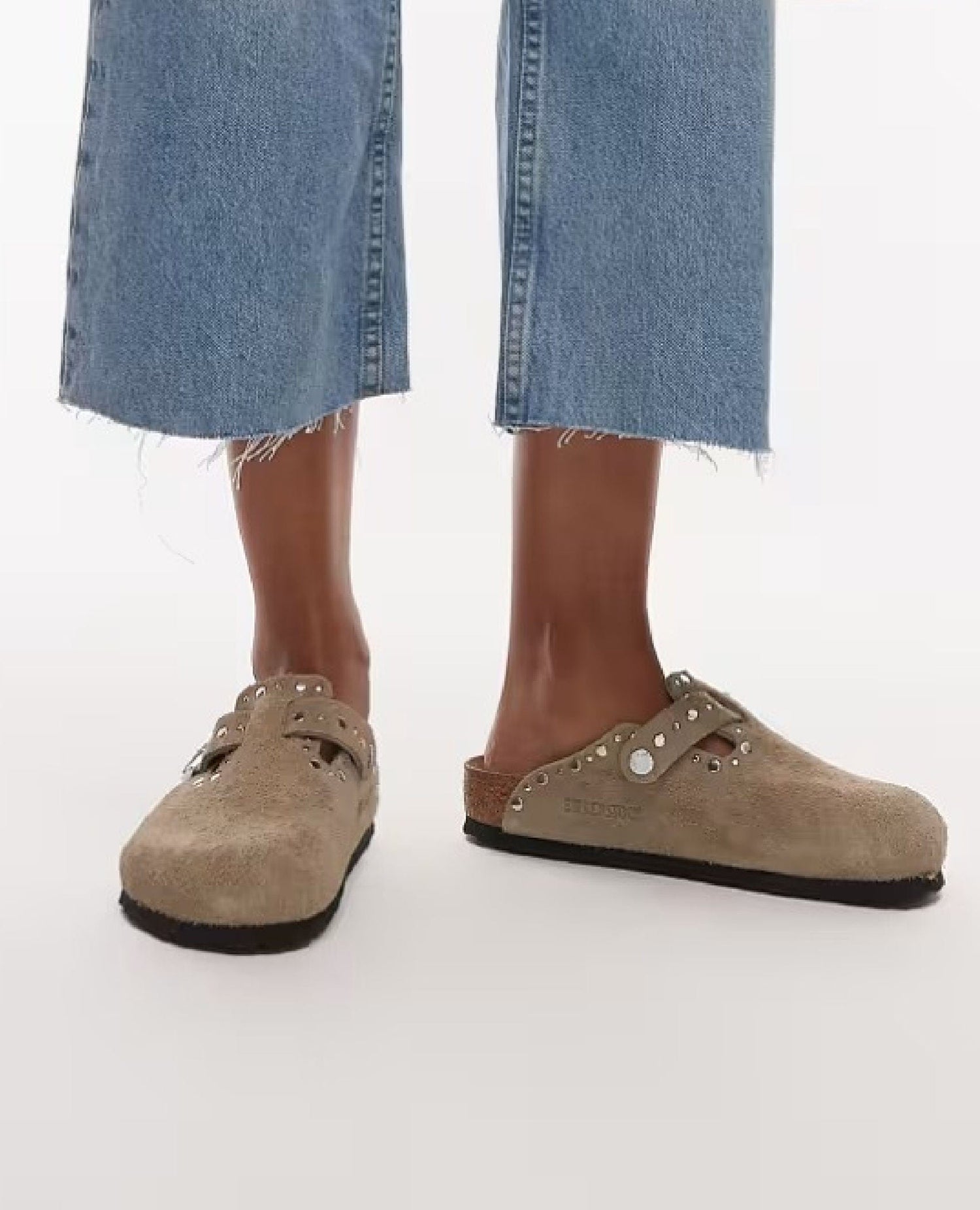 Birk Boston Rivet Taupe Suede