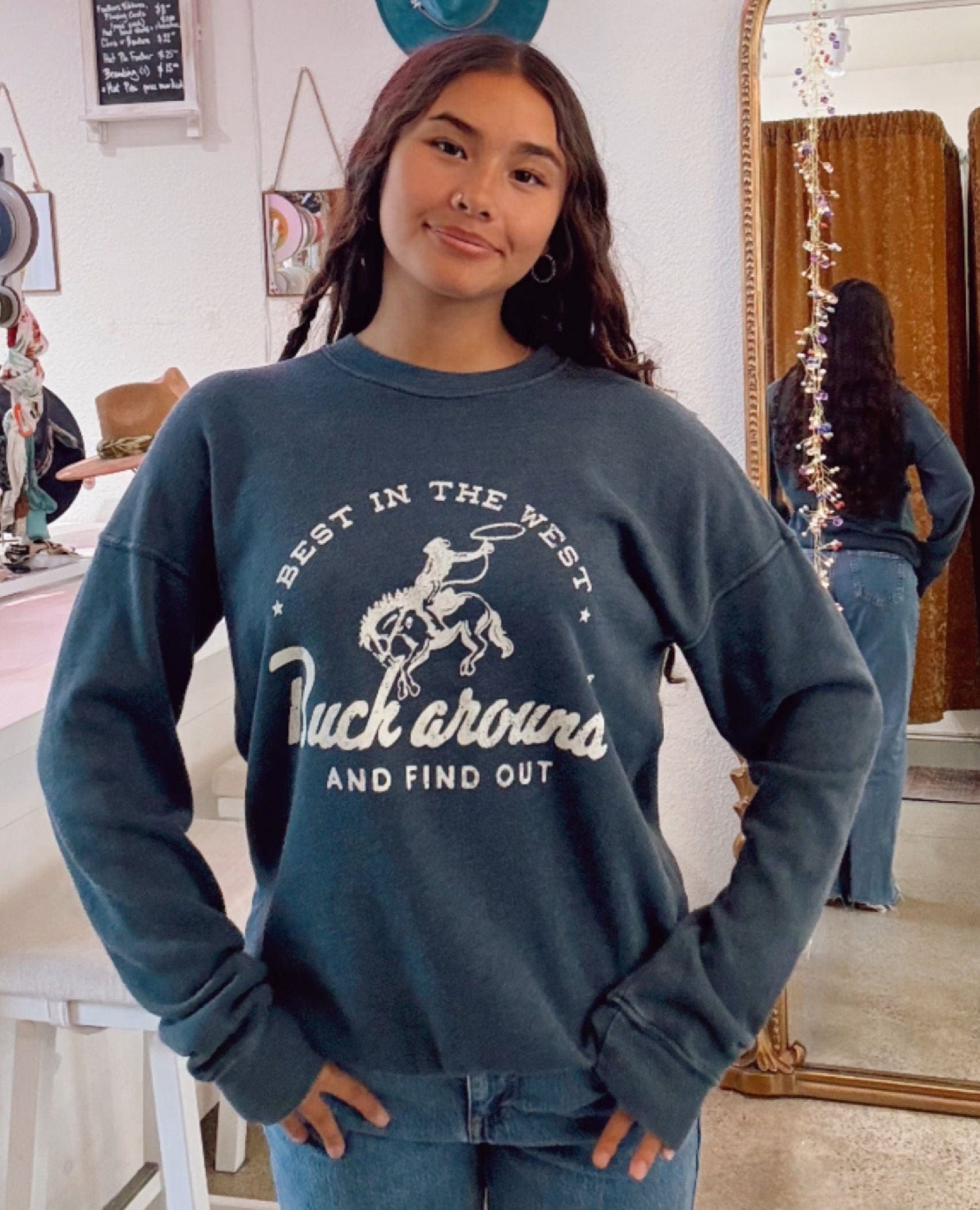 Buck Around and Find Out Sweatshirt – Vintage Navy