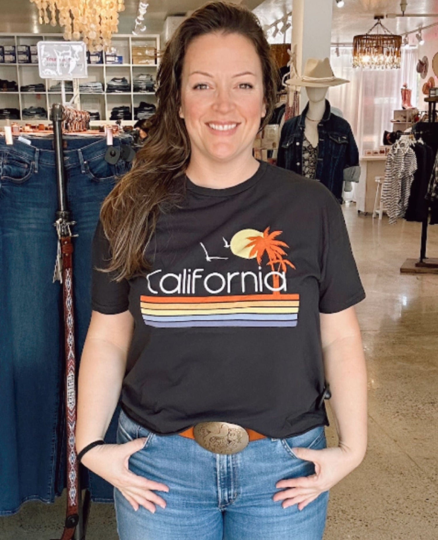 California Palm Cut of Black Tee