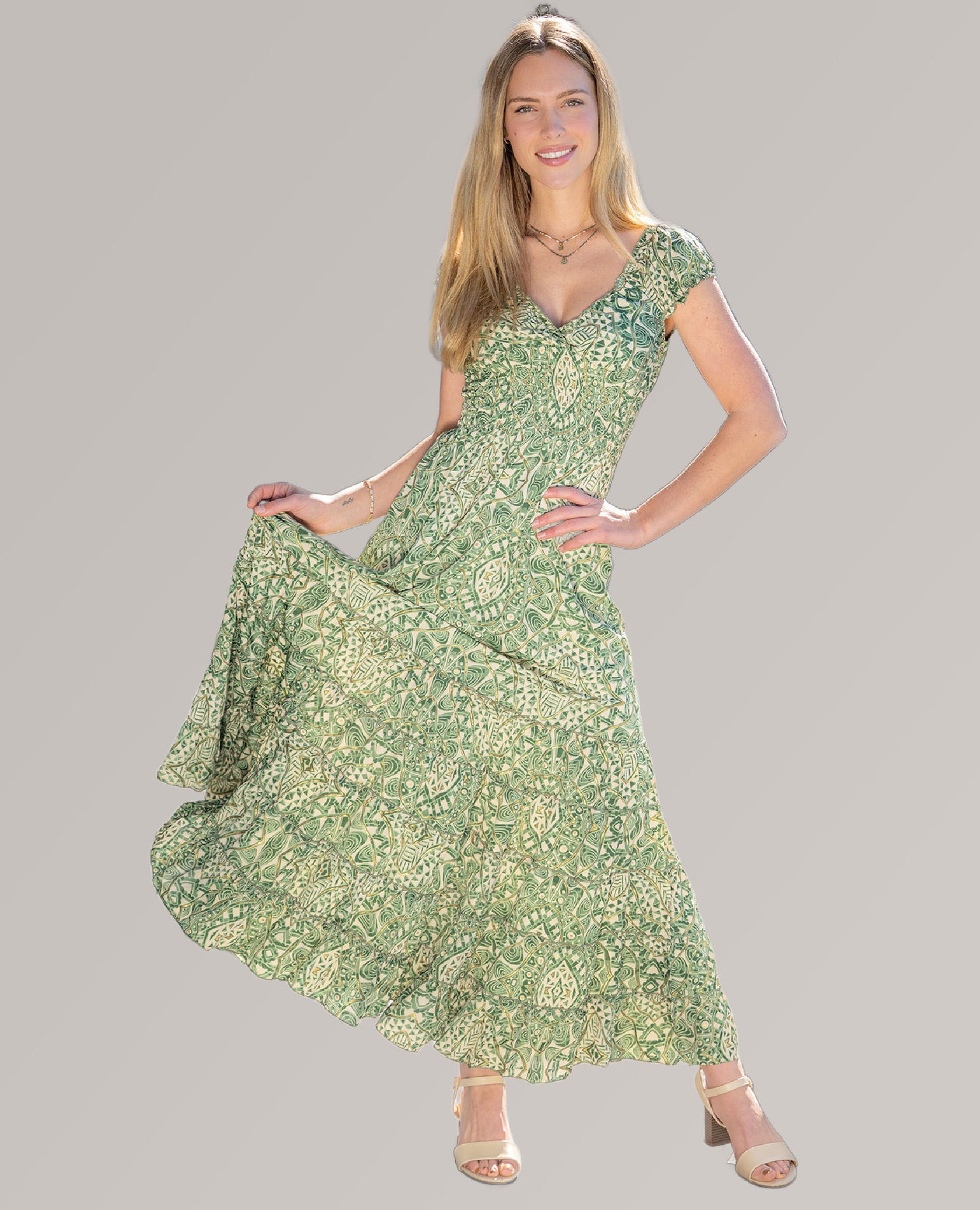 Golden Sage Maxi Dress