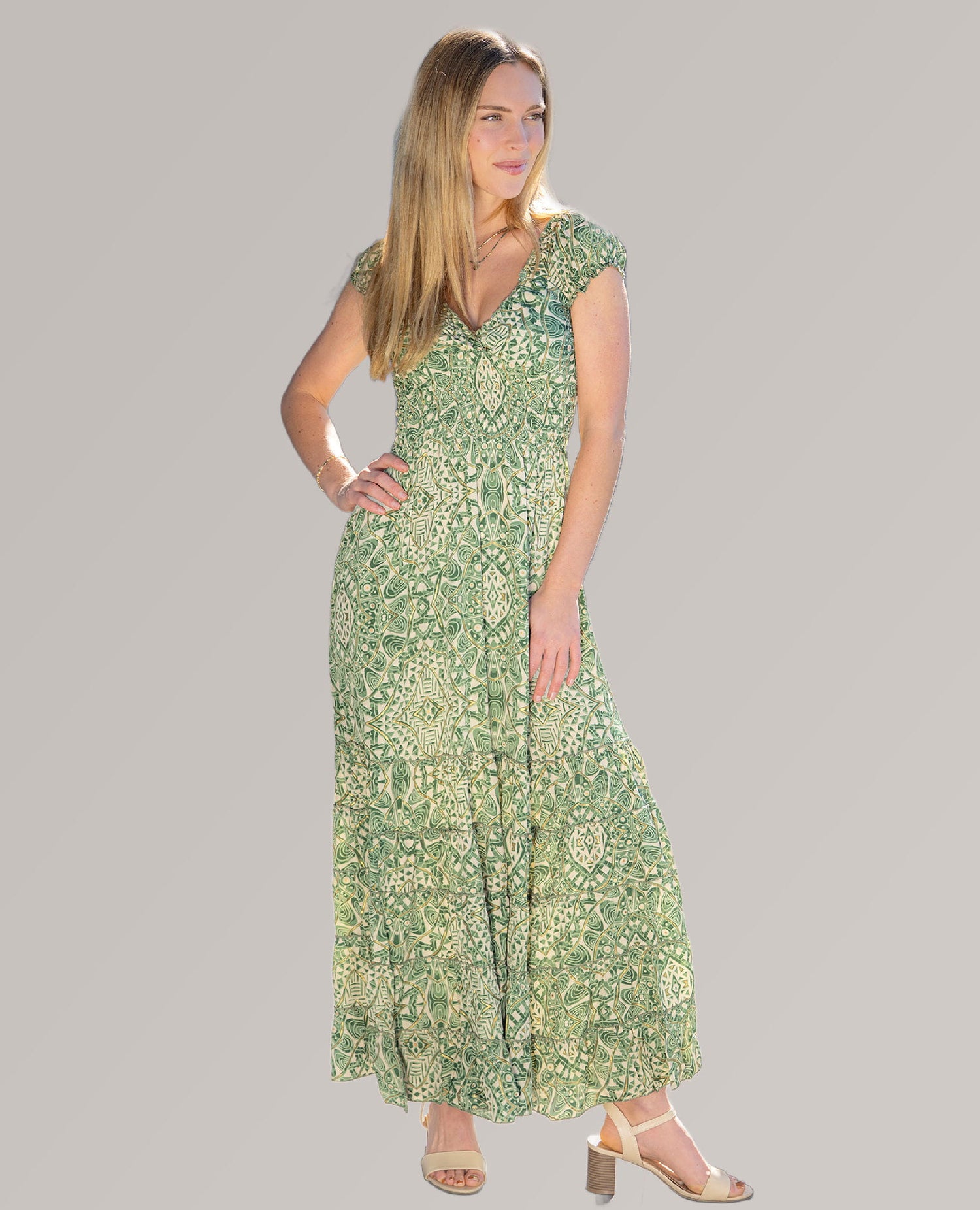 Golden Sage Maxi Dress