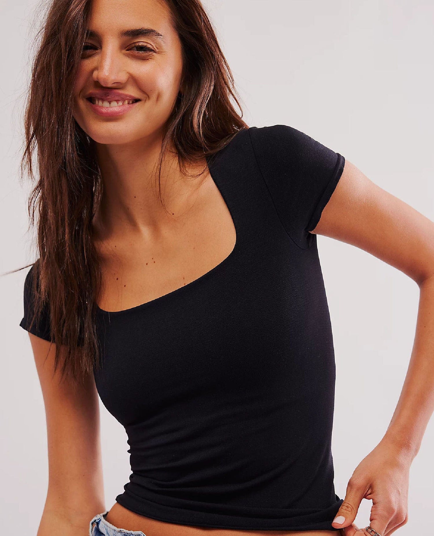 Clean Lines Baby Tee Black