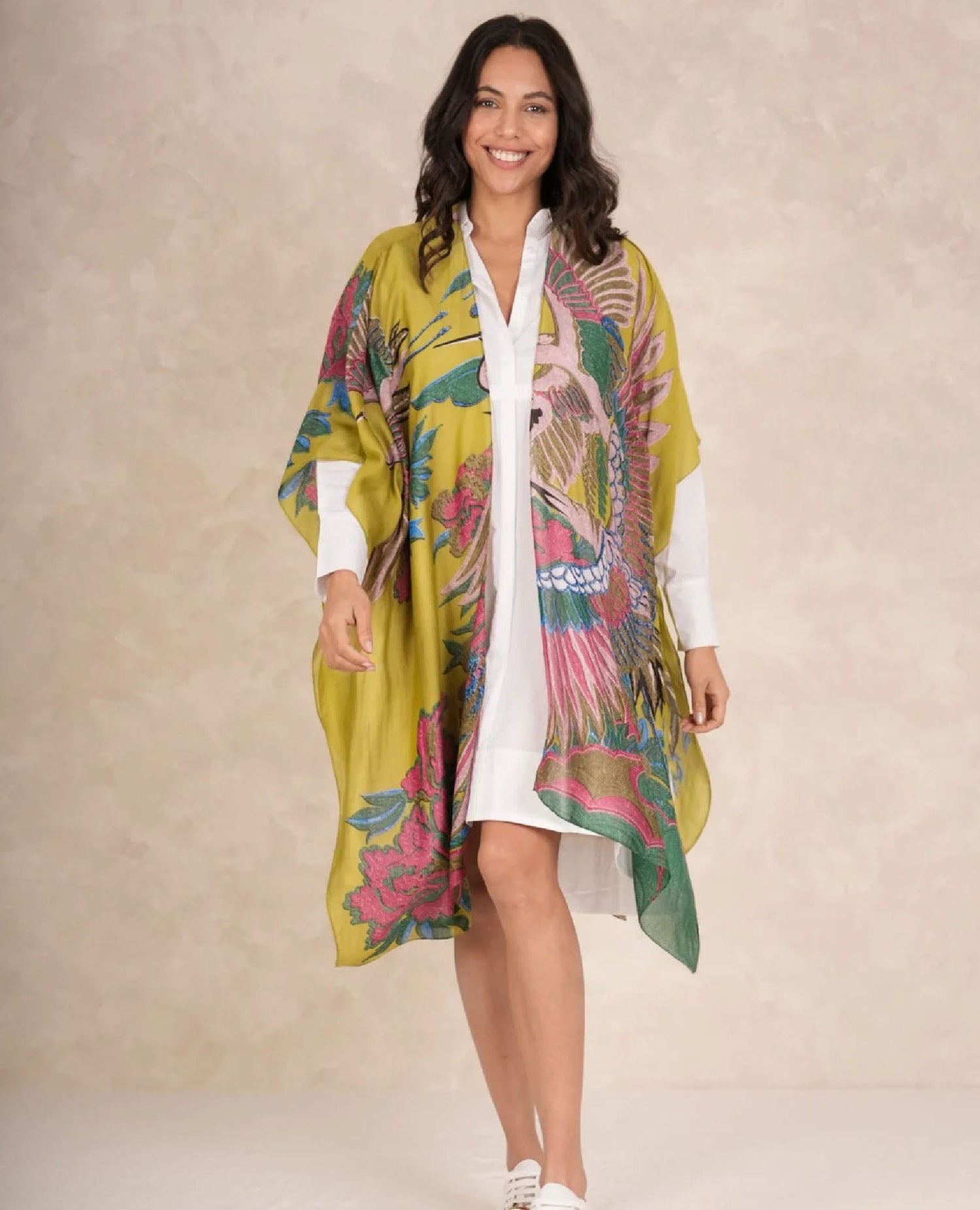 Crane Olive Kimono Throwover