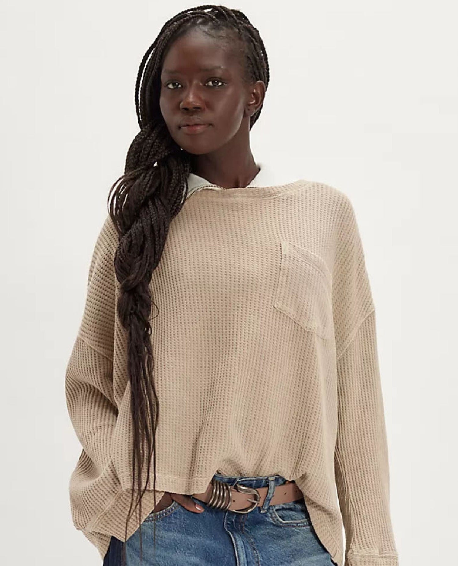 Free People Dawson Long Sleeve Stone