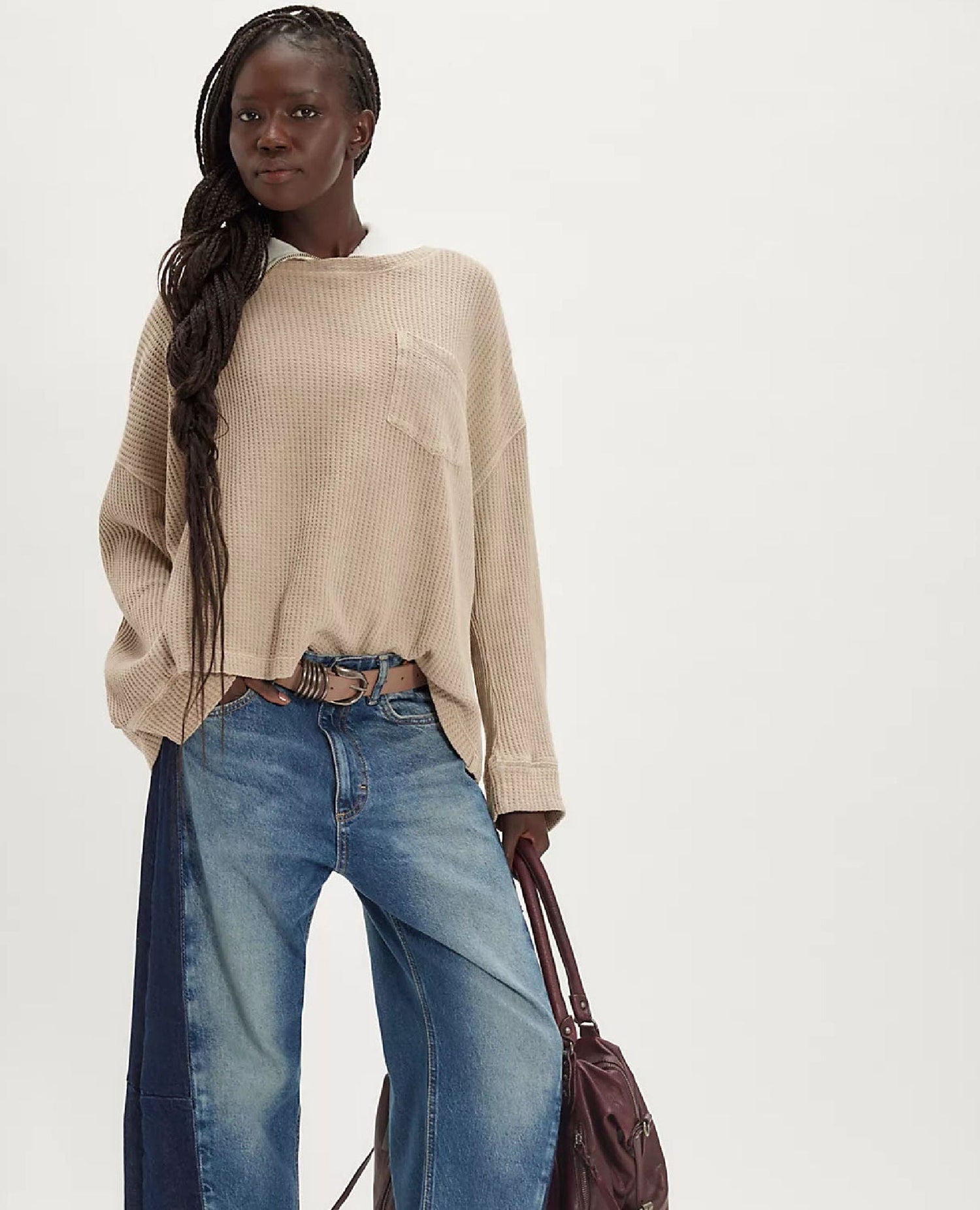 Free People Dawson Long Sleeve Stone