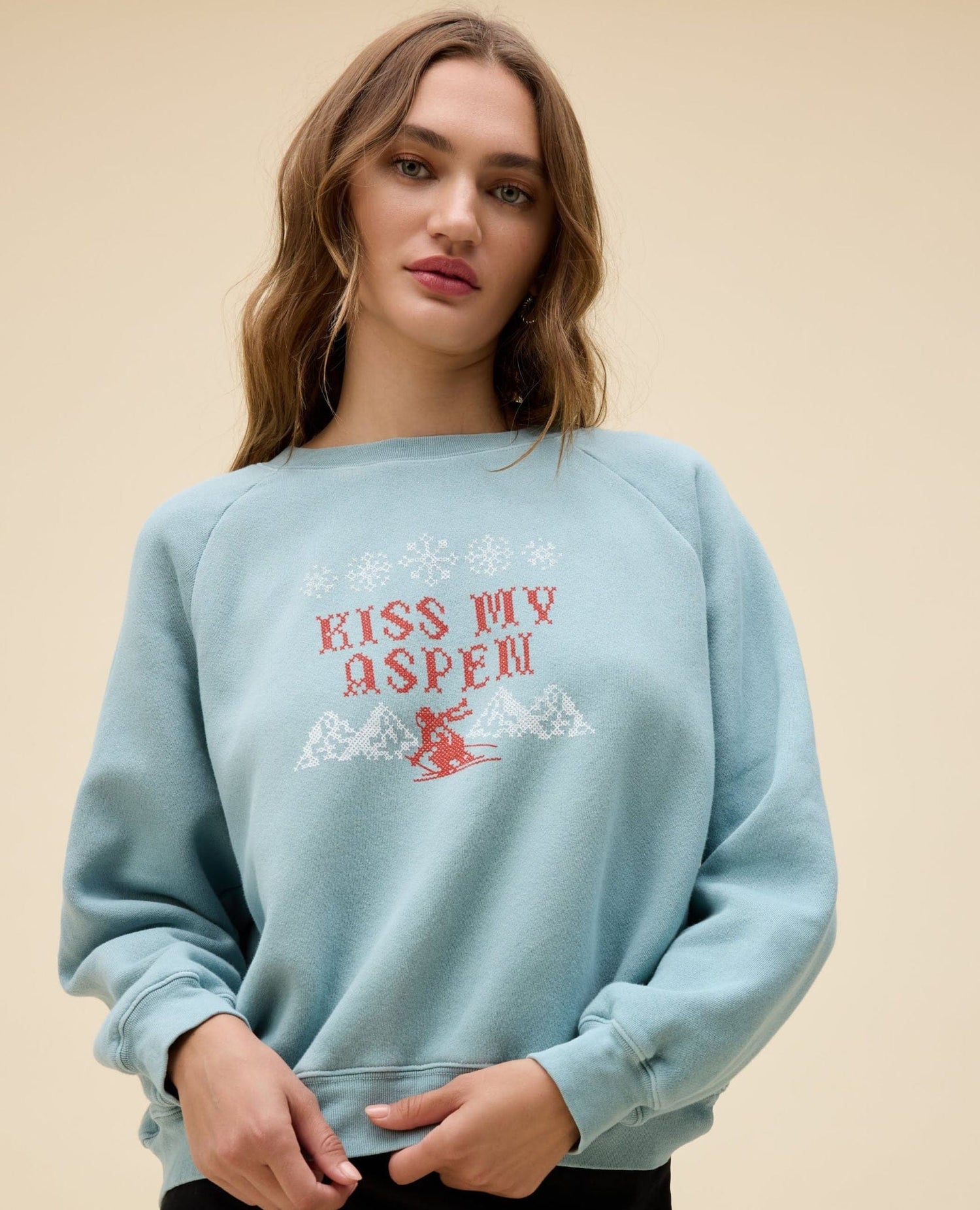 Kiss My Aspen Sweatshirt Powder Blue