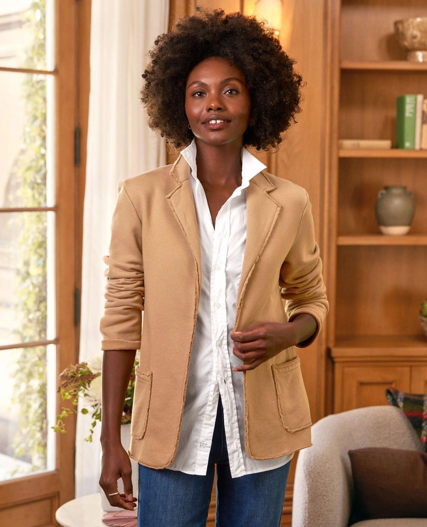 Dublin Blazer Knit Jacket in Camel