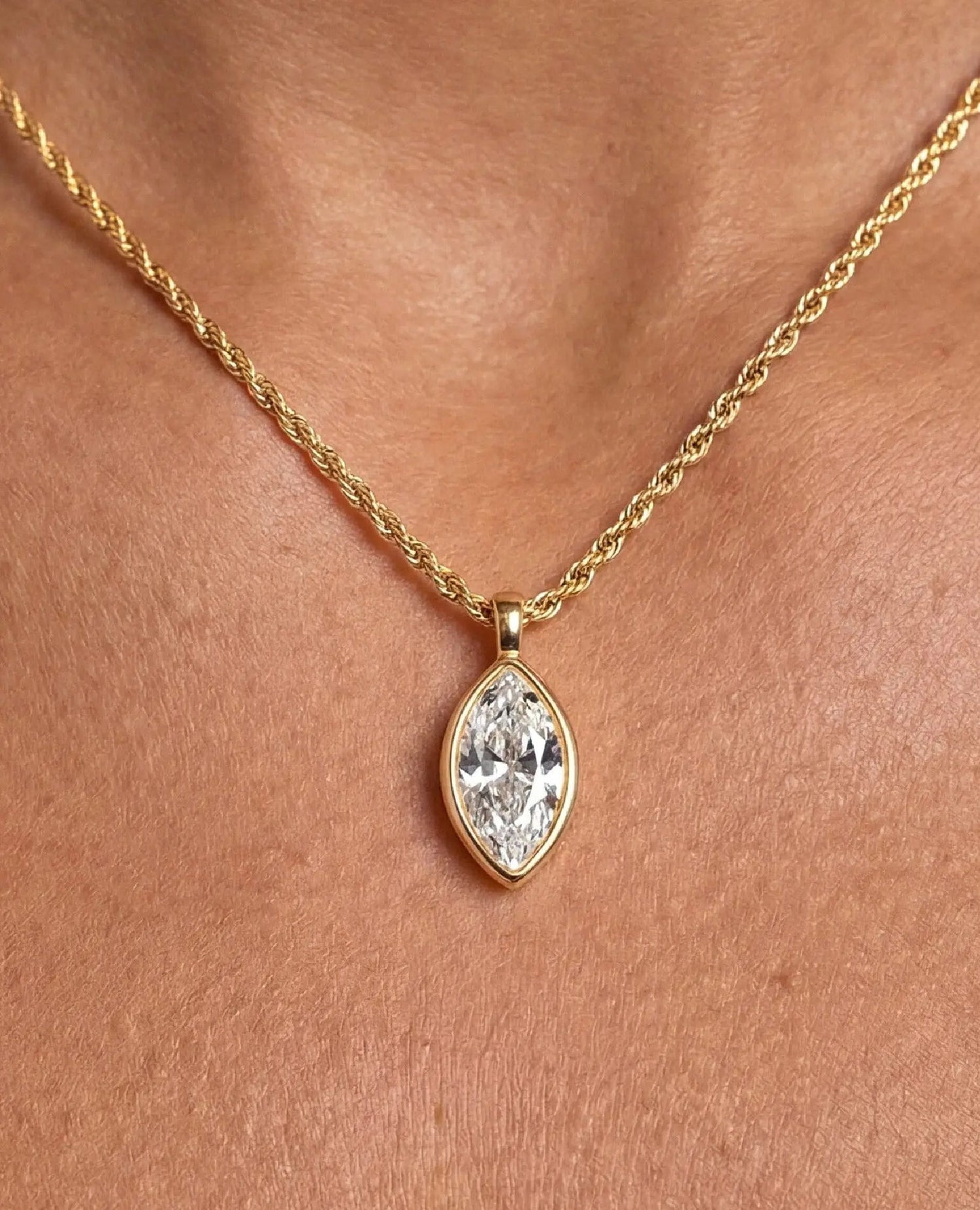 Marquise Crystal Pendant Necklace
