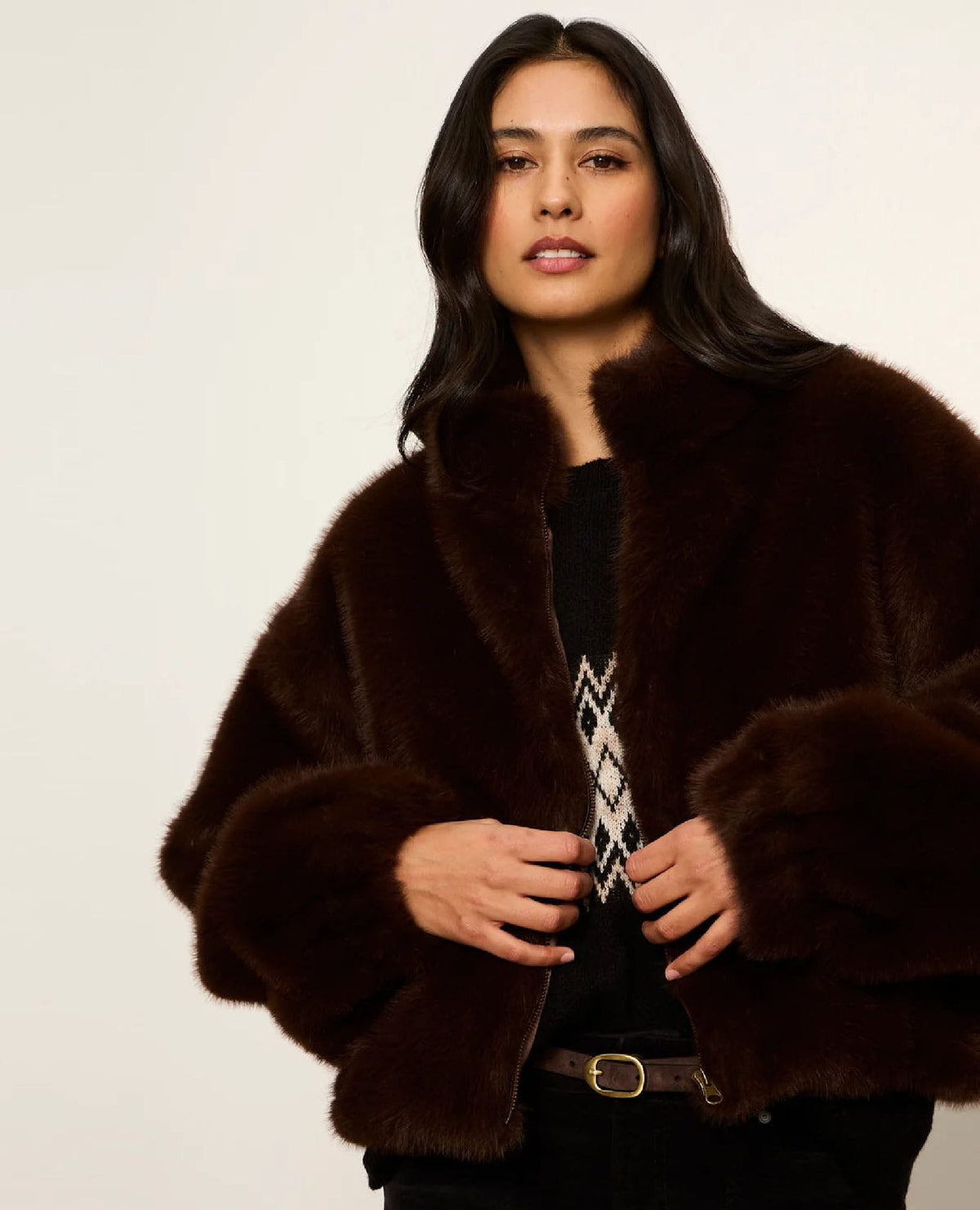 Everest Fur Bomber Espresso