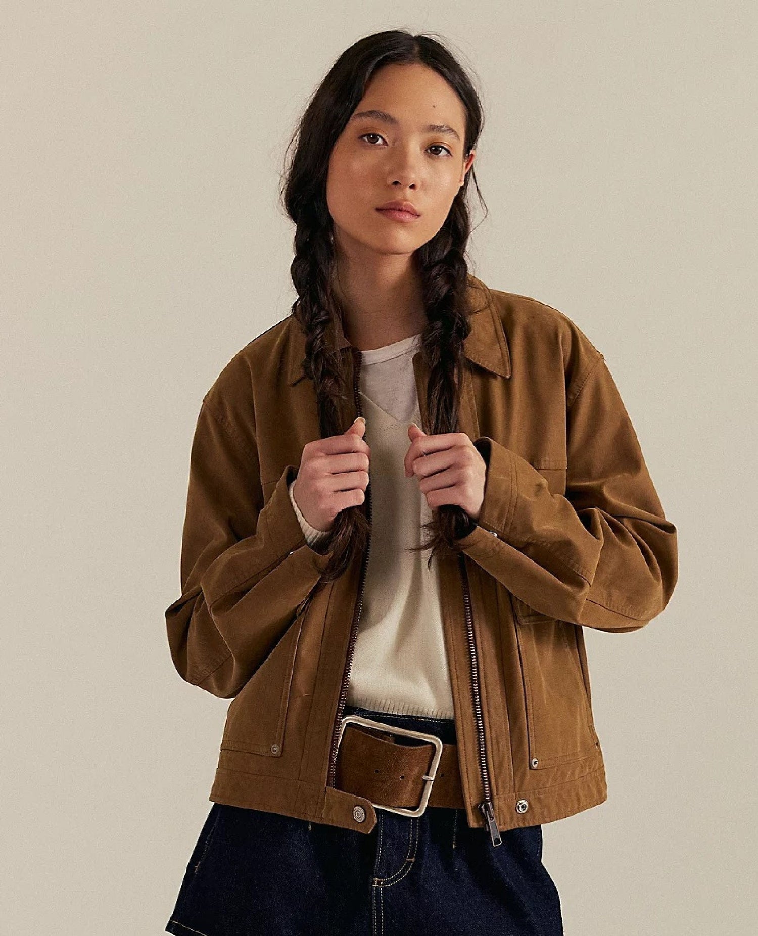 Blair Vegan Suede Jacket Carmel