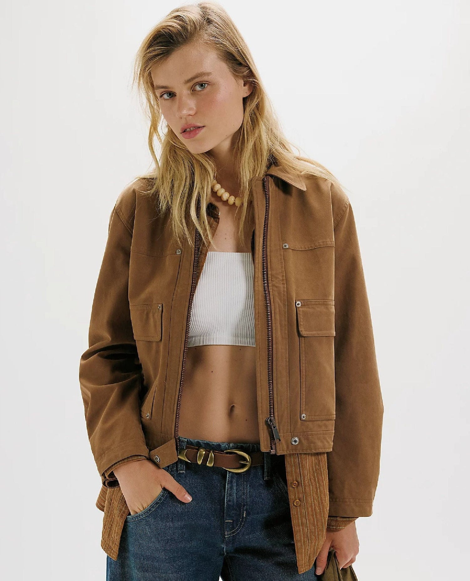 Blair Vegan Suede Jacket Carmel