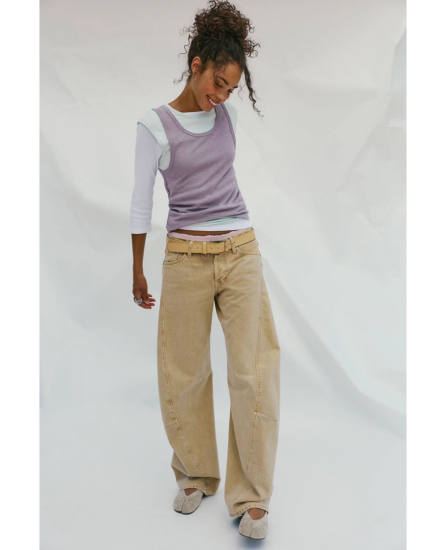 Fable Twisted Seam Jean in Oat Latte