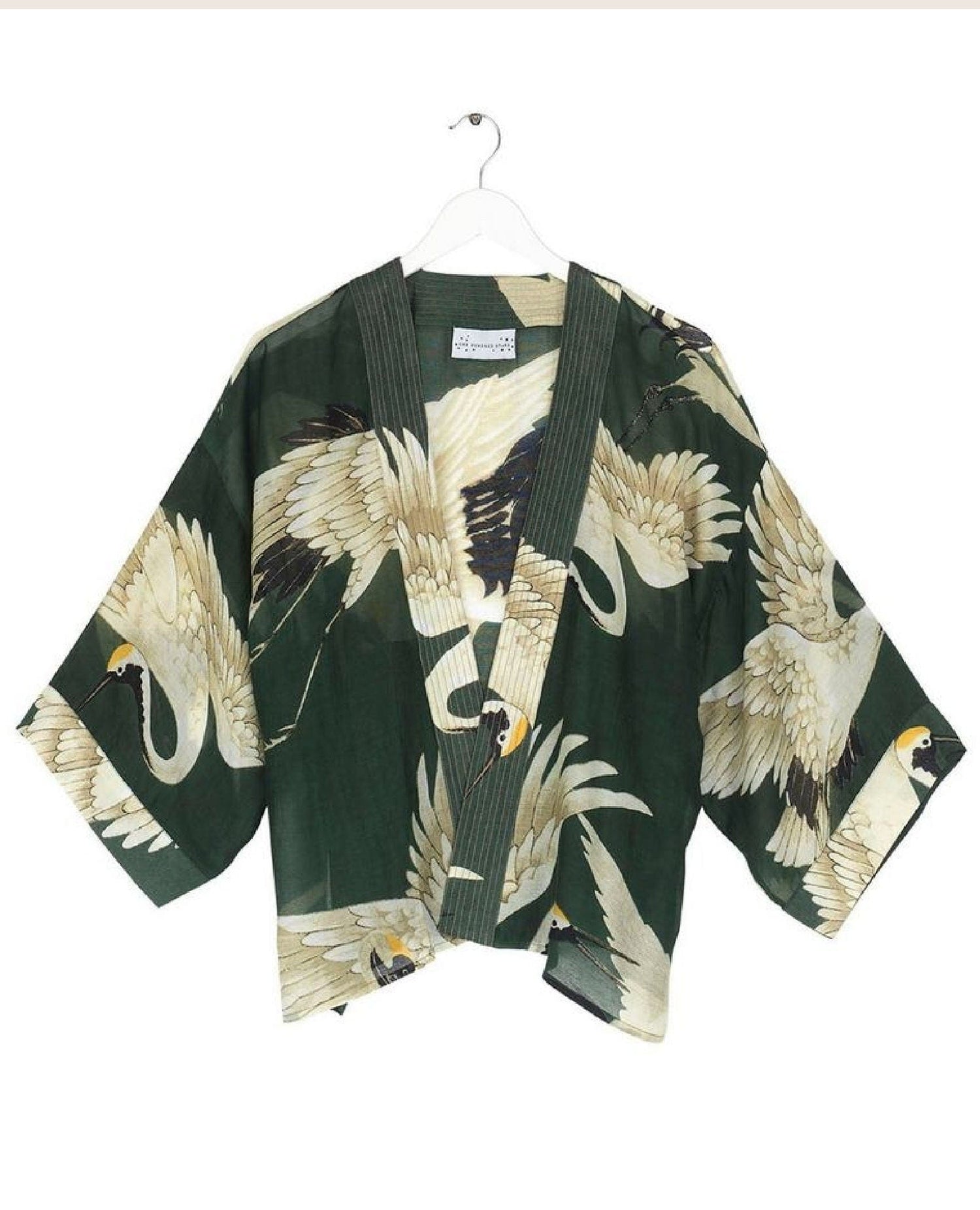 Heron Forest Green Short Kimono