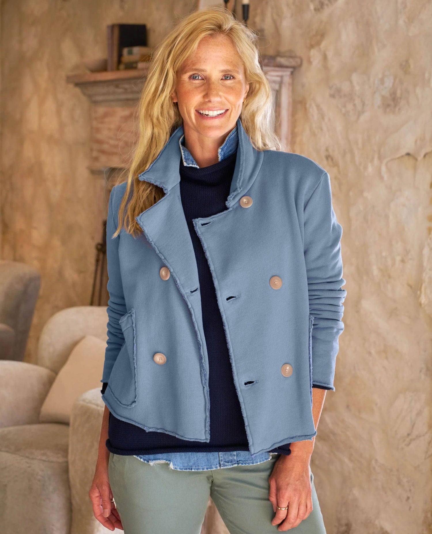 Frank & Eileen Crop Belfast Jacket Slate