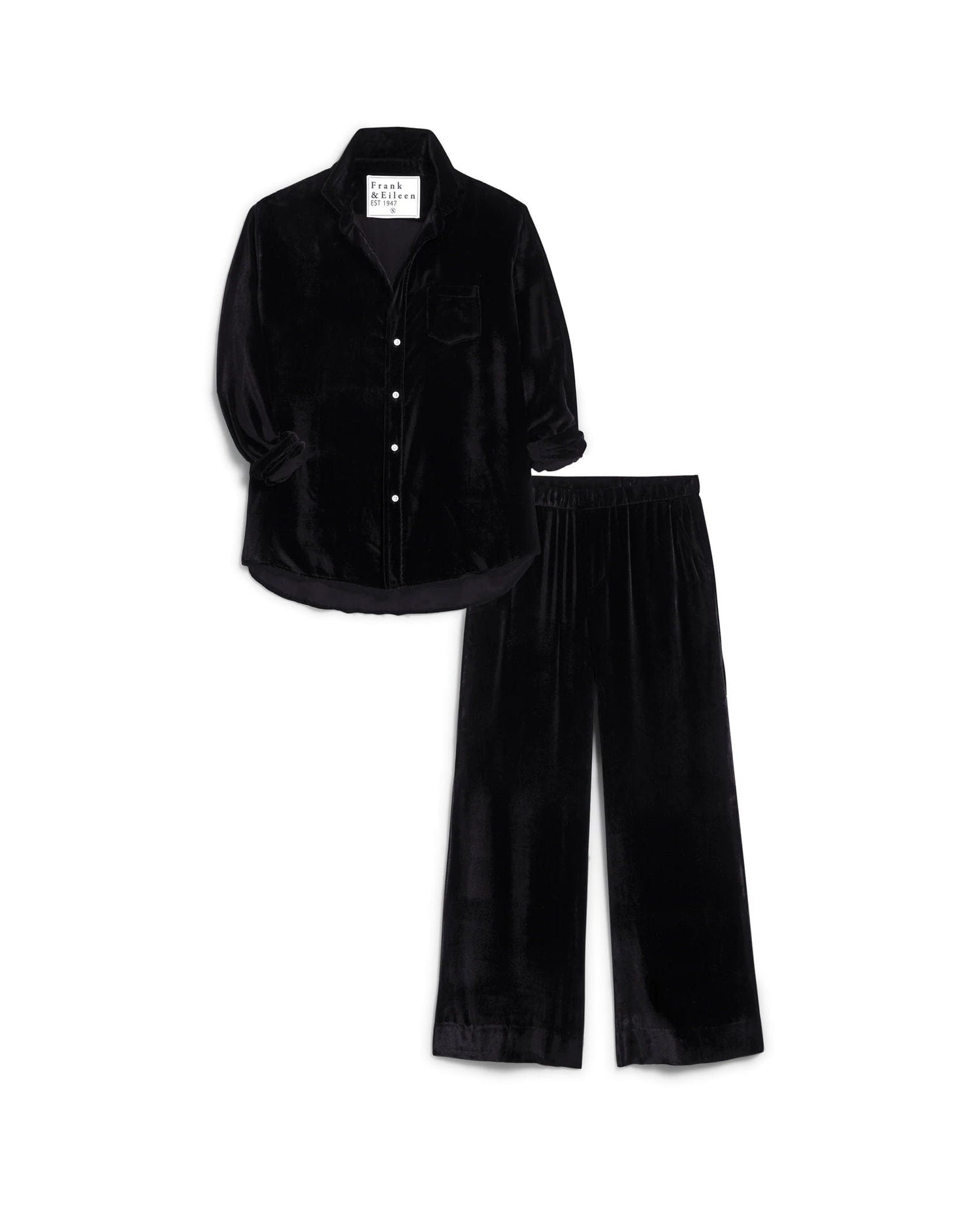 Eileen Italian Velvet Shirt Black