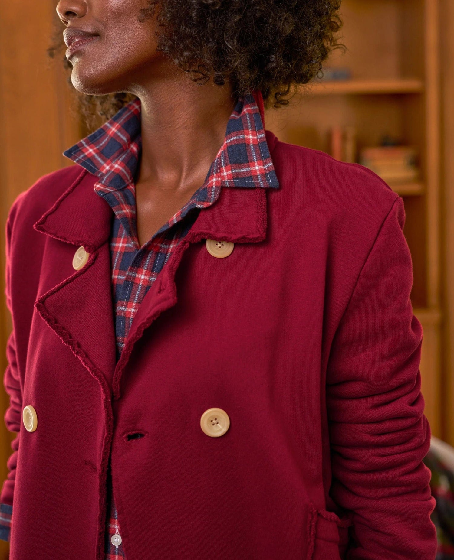 Frank & Eileen Crop Belfast Jacket Garnet Red