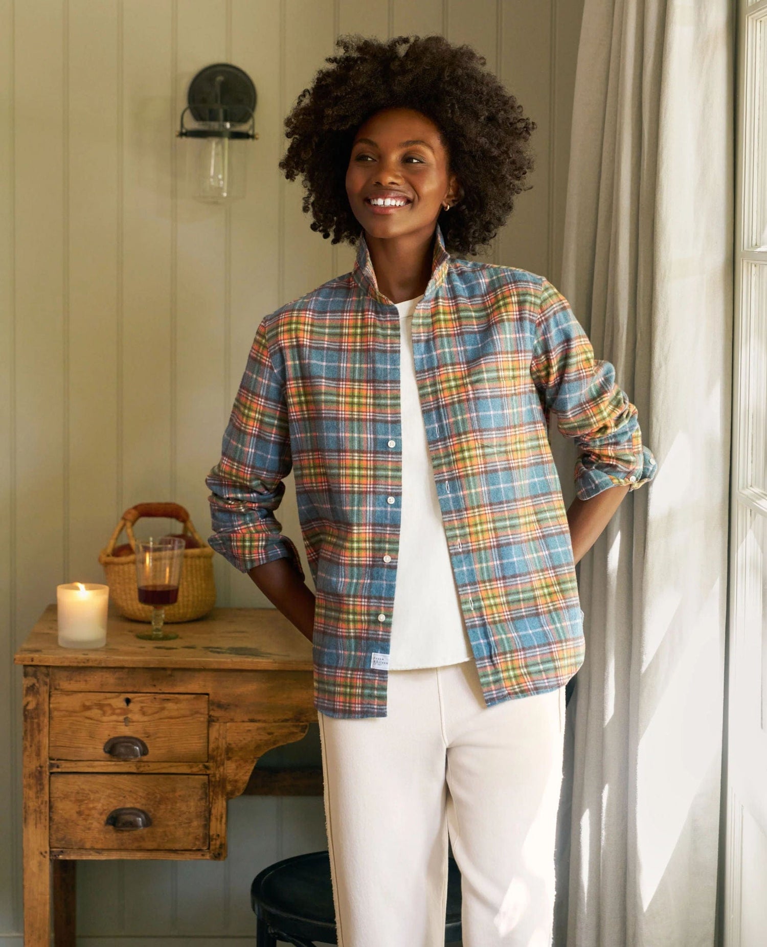 Frank & Eileen Orange Green Blue Plaid Eileen