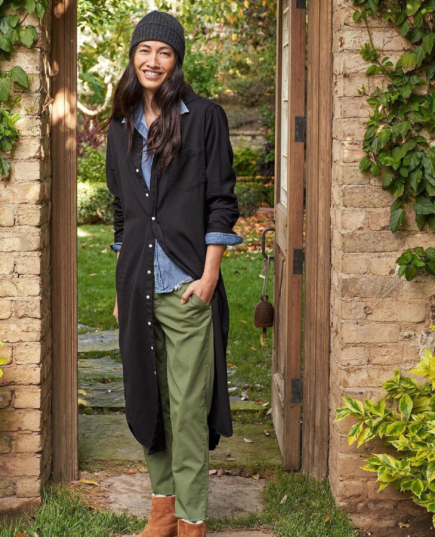 Rory Maxi Shirt Dress Black Denim
