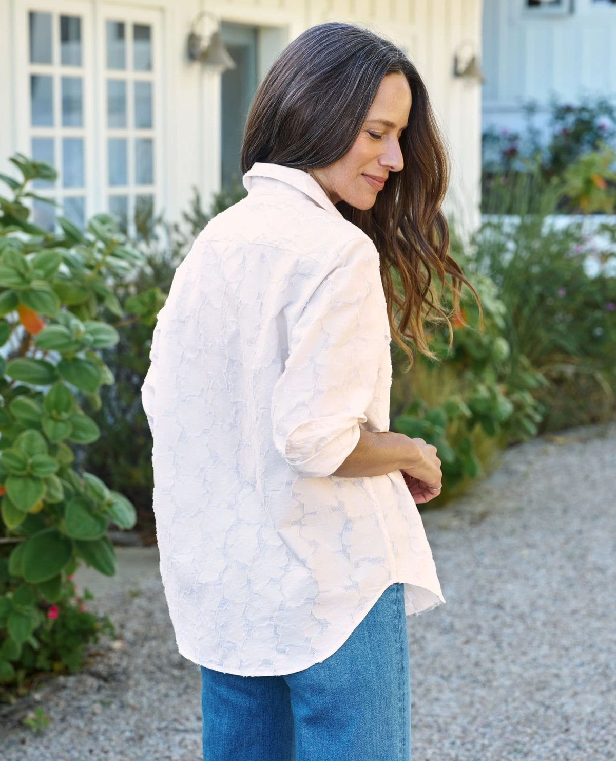 Eileen Textured Flowers Shirt Natural