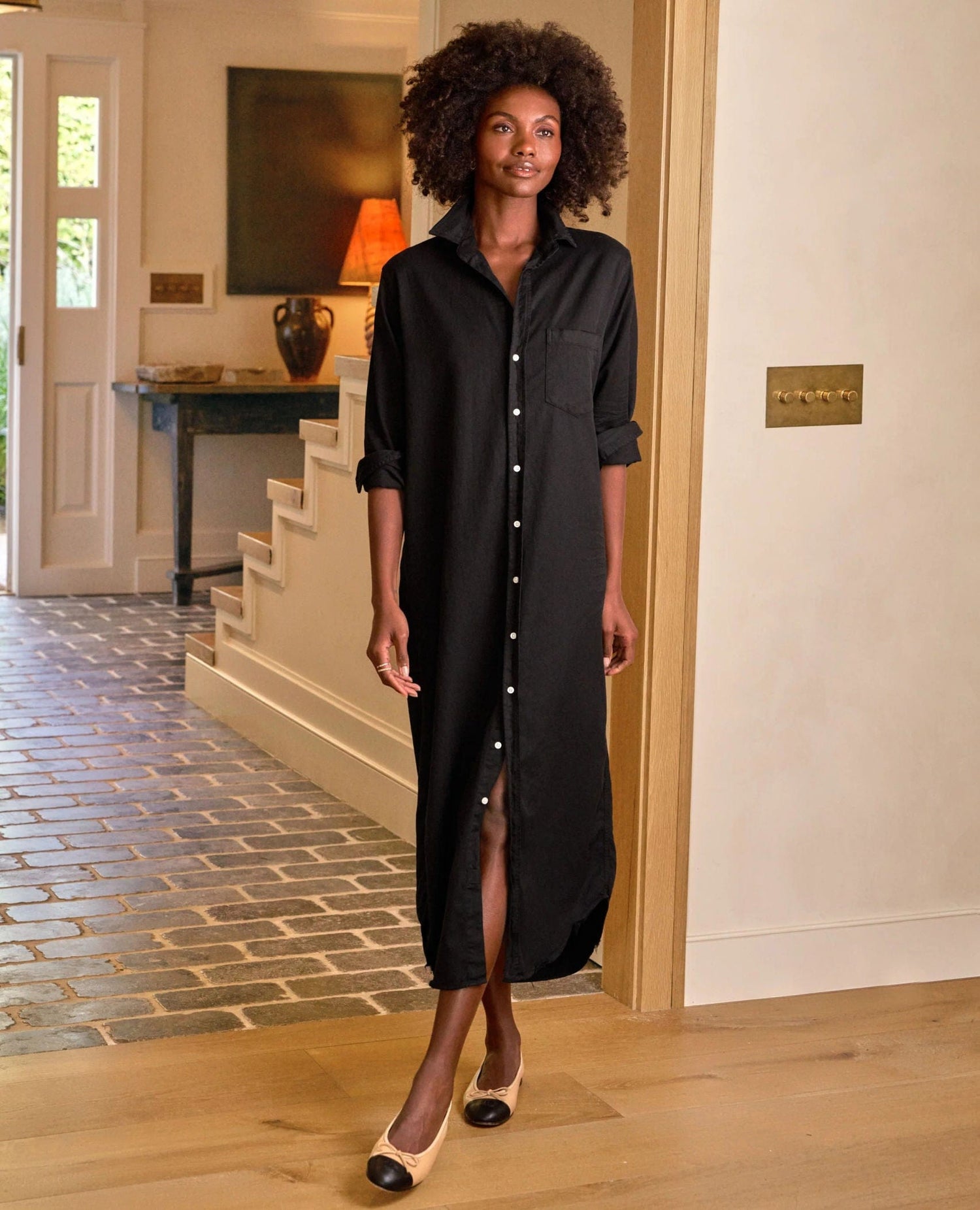 Rory Maxi Shirt Dress Black Denim