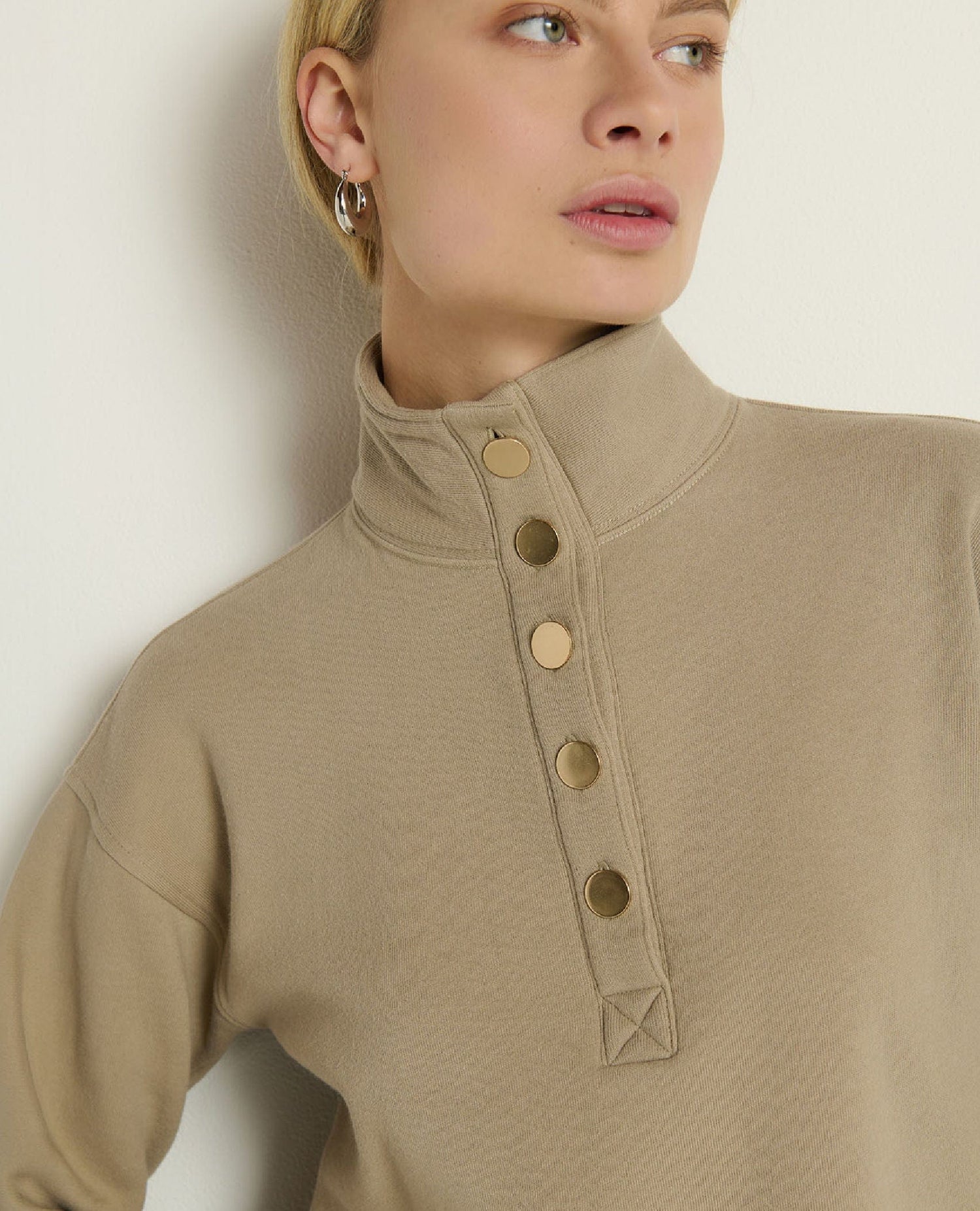 Nation Franz Gold Button Sweatshirt