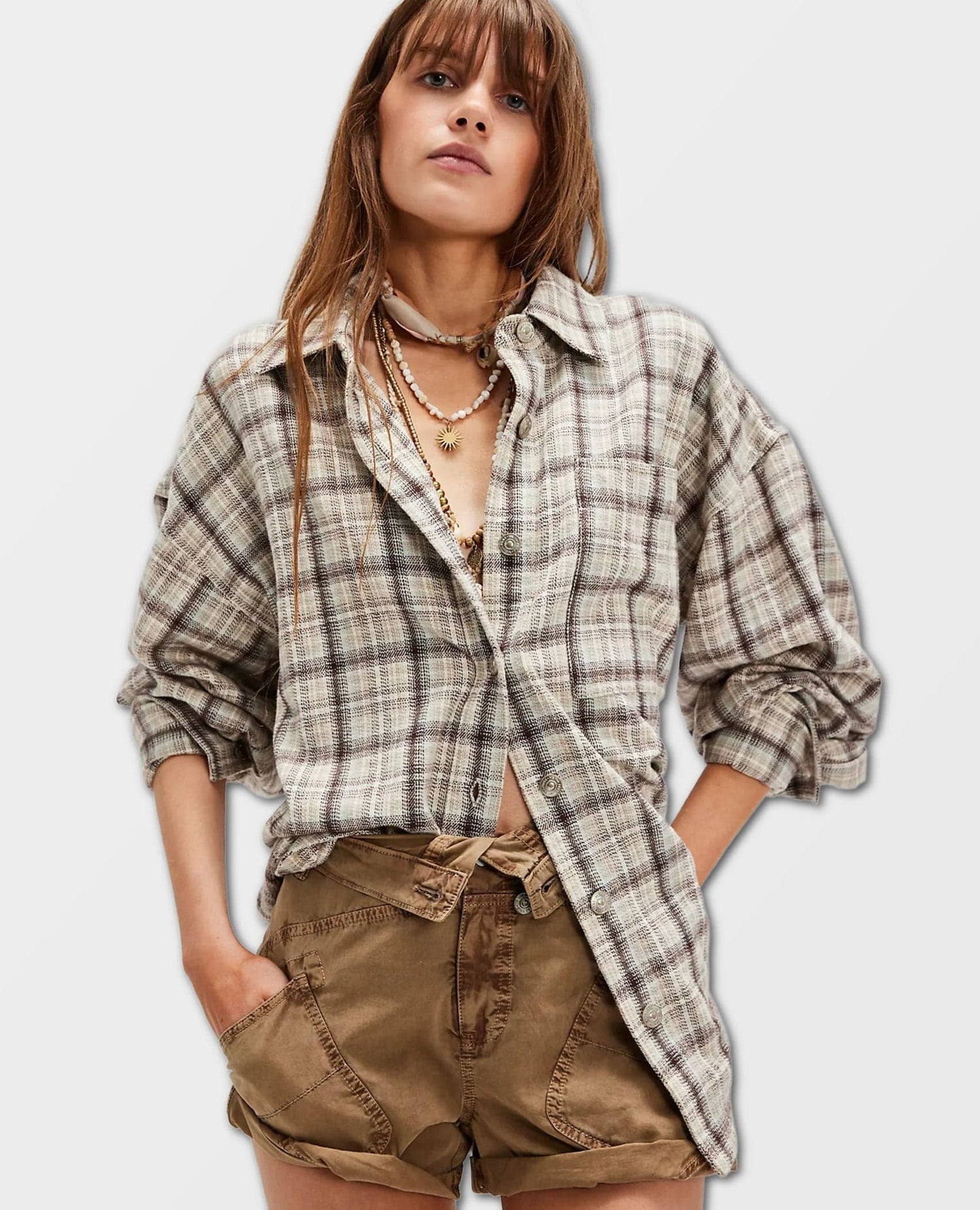 Ashley Plaid Shirt Ivory Combo