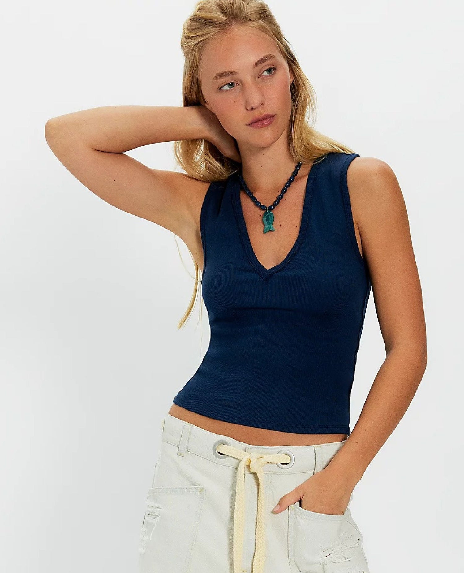 Neria V-Neck Tank Deep Iris