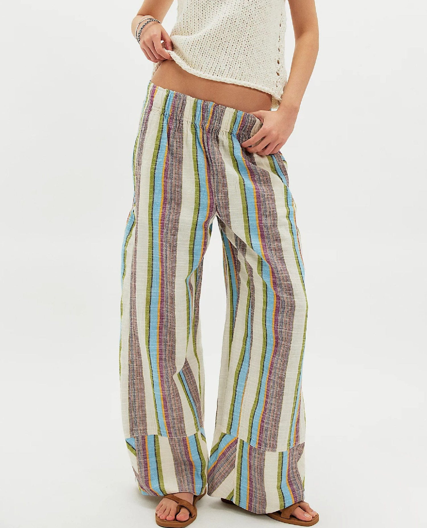 Linen Stripe Pant Ivory Combo