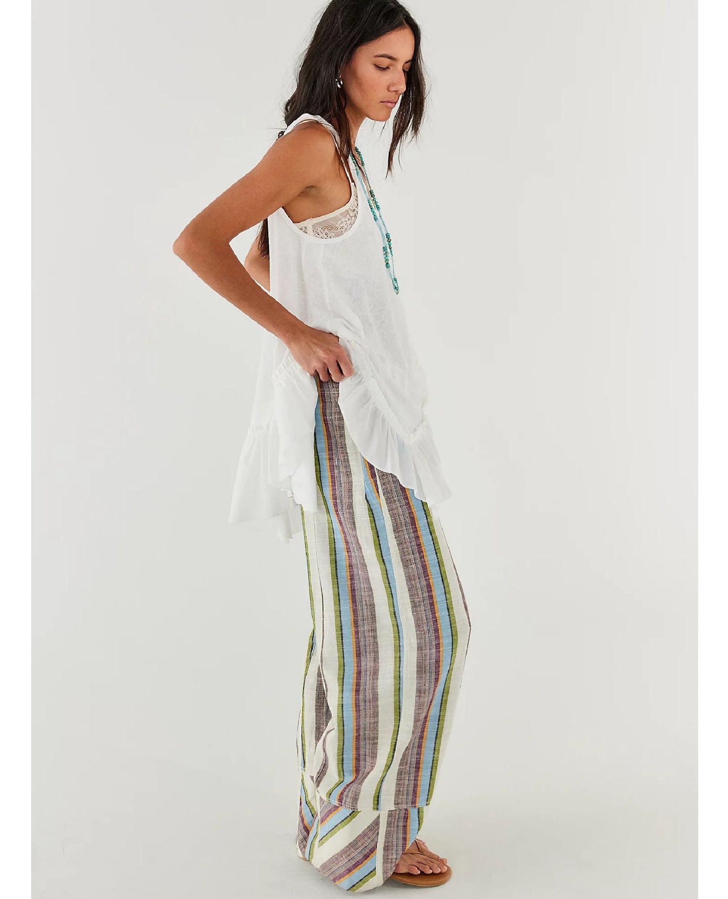 Linen Stripe Pant Ivory Combo