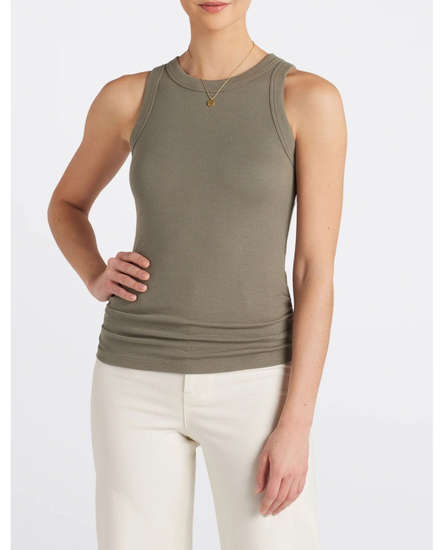 Halley Ruched Side Tank Olive