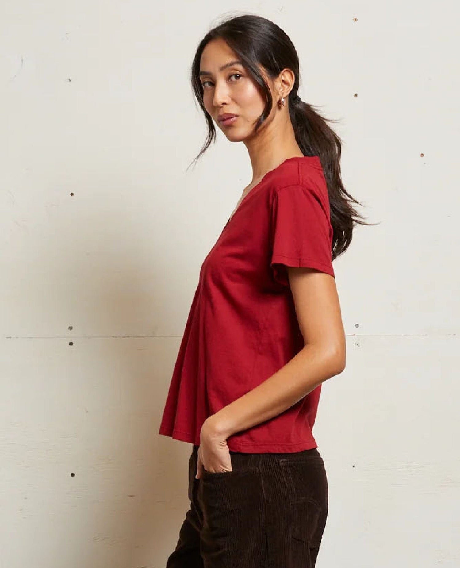 Hendrix V Neck Tee Maple