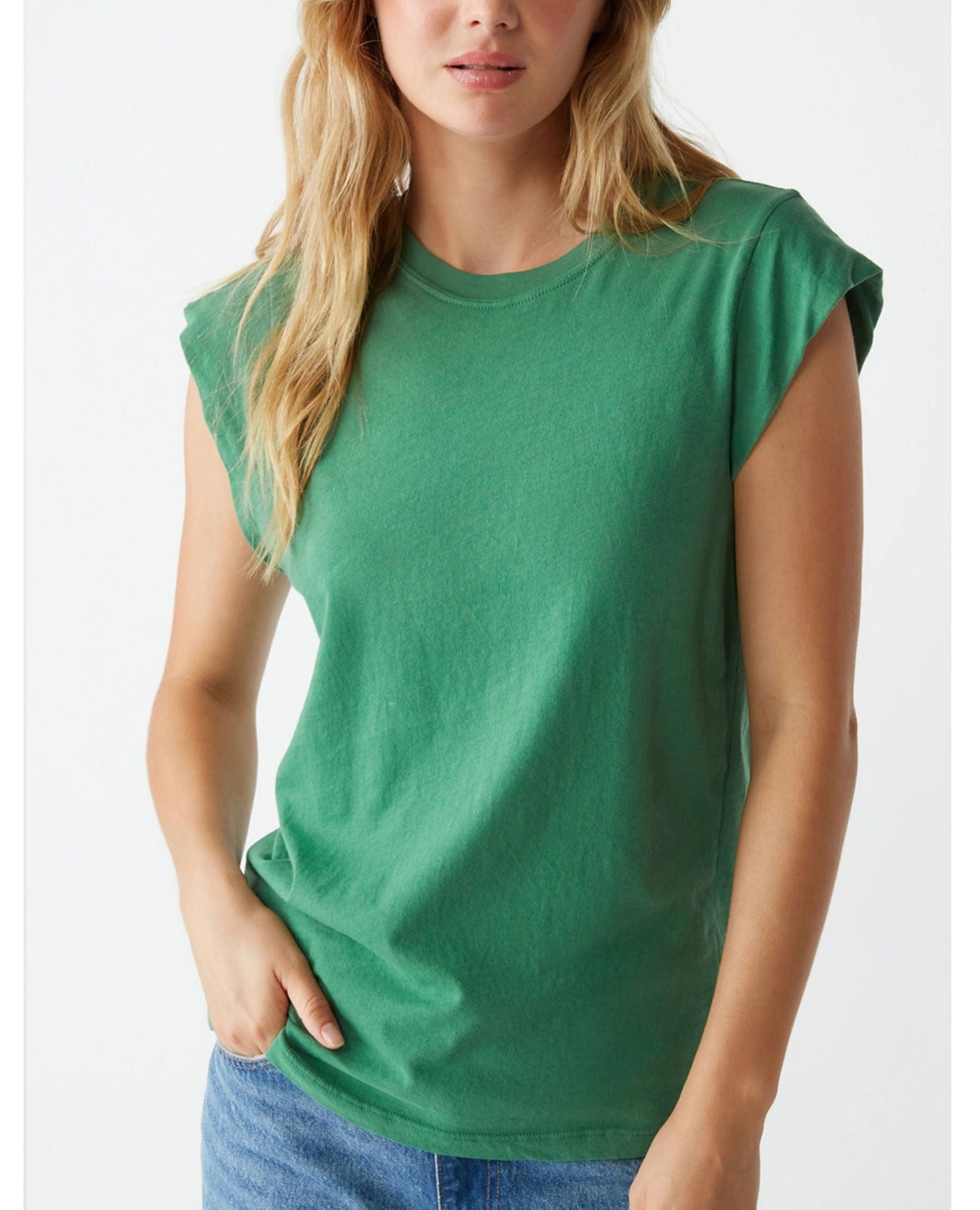 Joey Power Shoulder Tee Palm