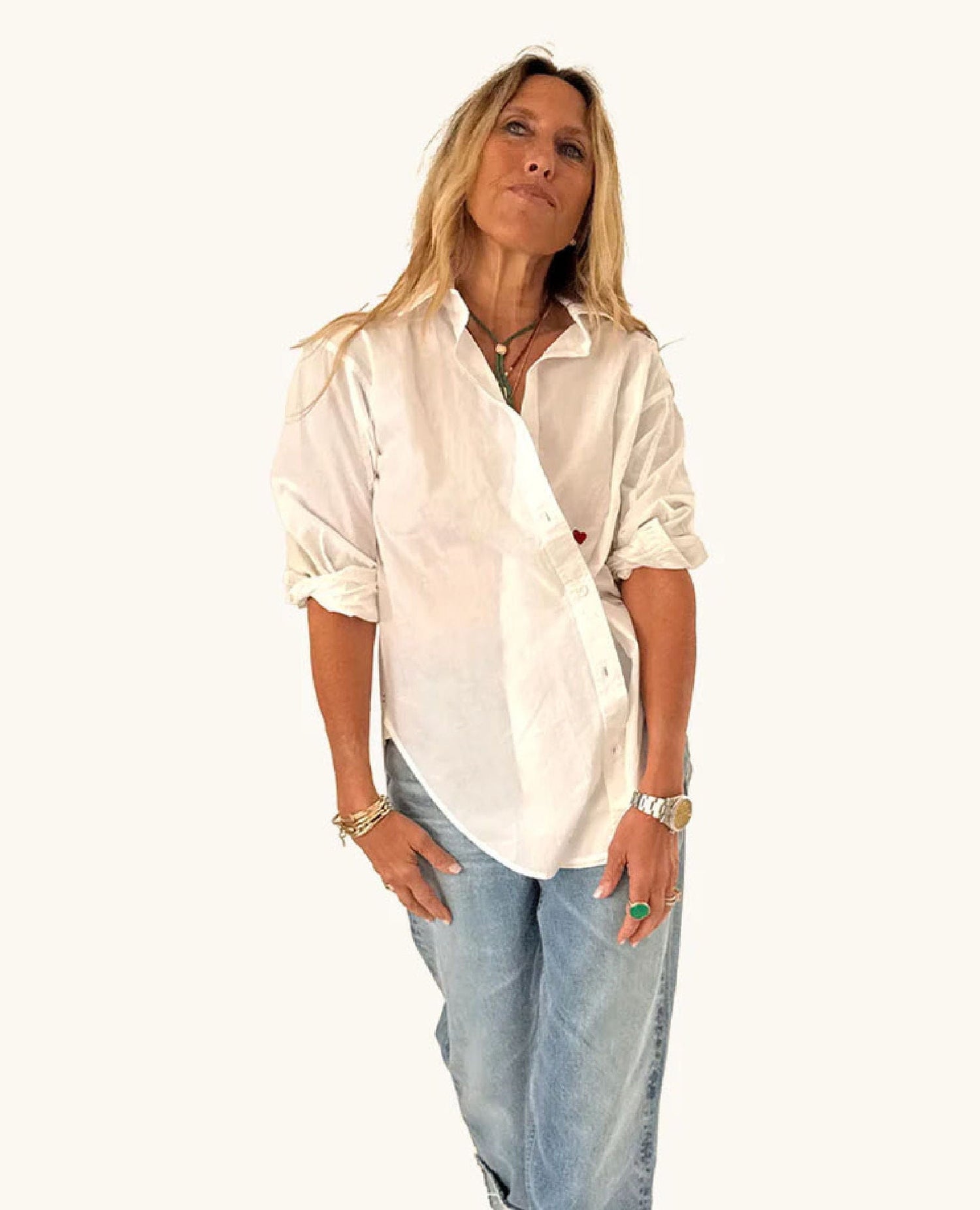 Jack Button Cross White Shirt