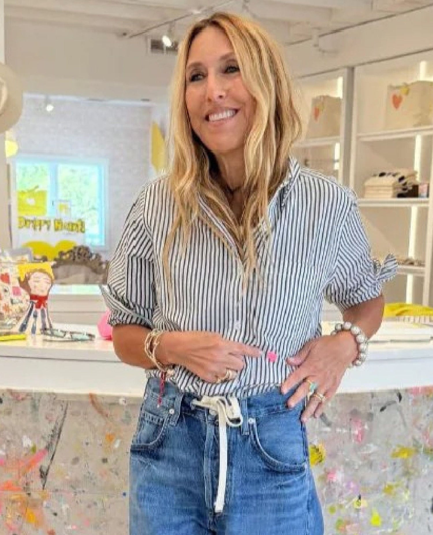 Mia Charcoal Stripe Heart Shirt